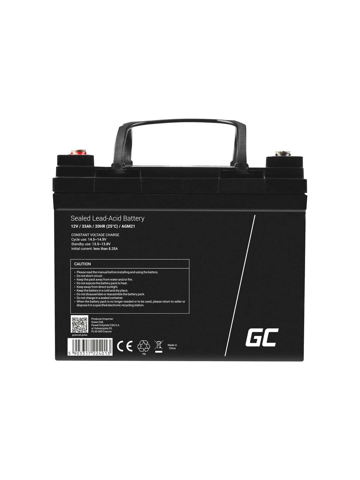 Green Cell Agm21 Agm 12v/33ah Gel Deep Cycle - Usvs