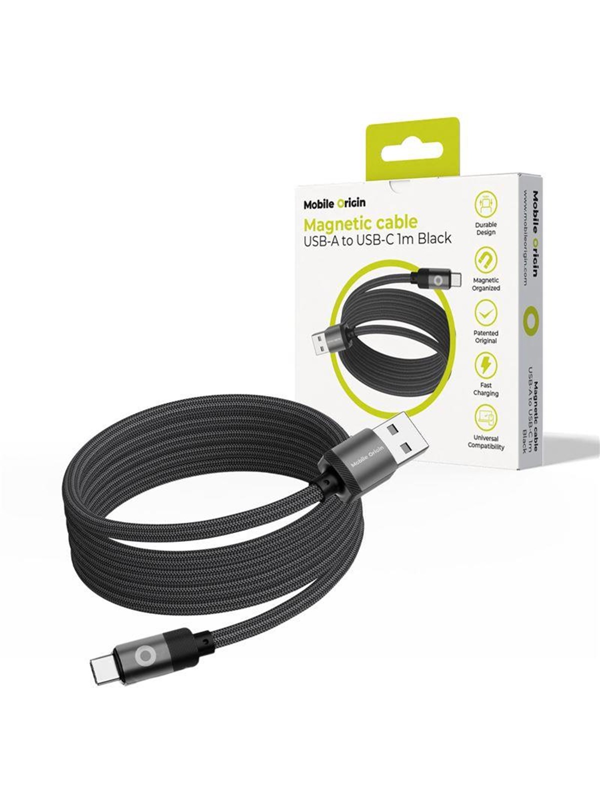 Mobile Origin Magnetic Patented Original Cable USB-A to USB-C 1m - black