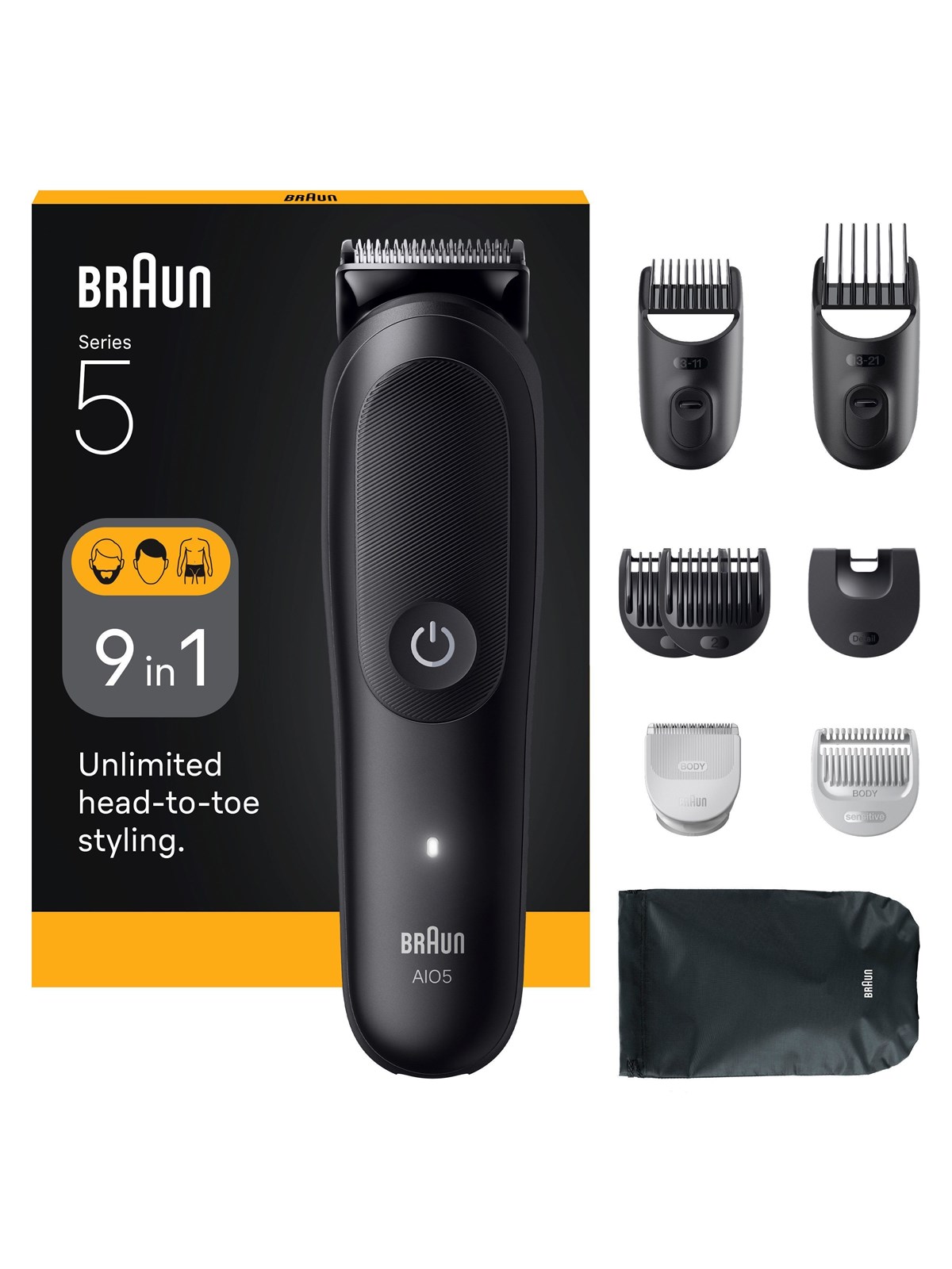 Braun Body Trimmer Styler Aio 5540 - Black Matt - Haarschneidegeraete - 7500435245029