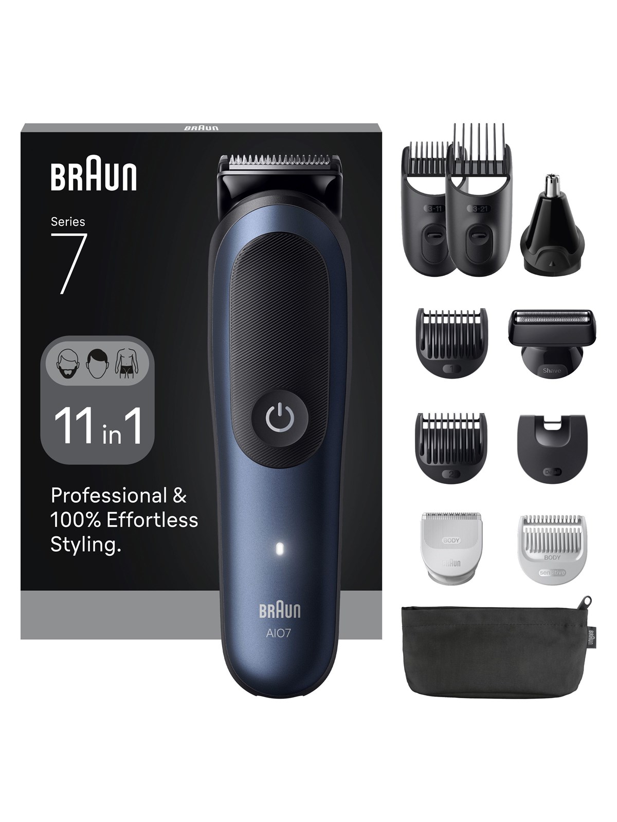 Braun Body Trimmer Styler Aio 7540 - Black / Deep Blue - Haarschneidegeraete - 7500435245036