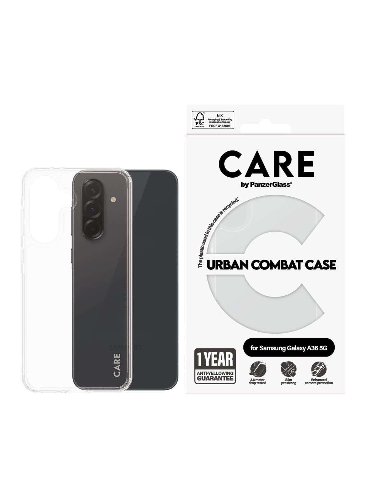 Care by Panzerglass Flagship Case Transparent Urban Combat w. Clear Frame Samsung Galaxy A36 5G - Handys Cover Cases - Crrfubcg38083