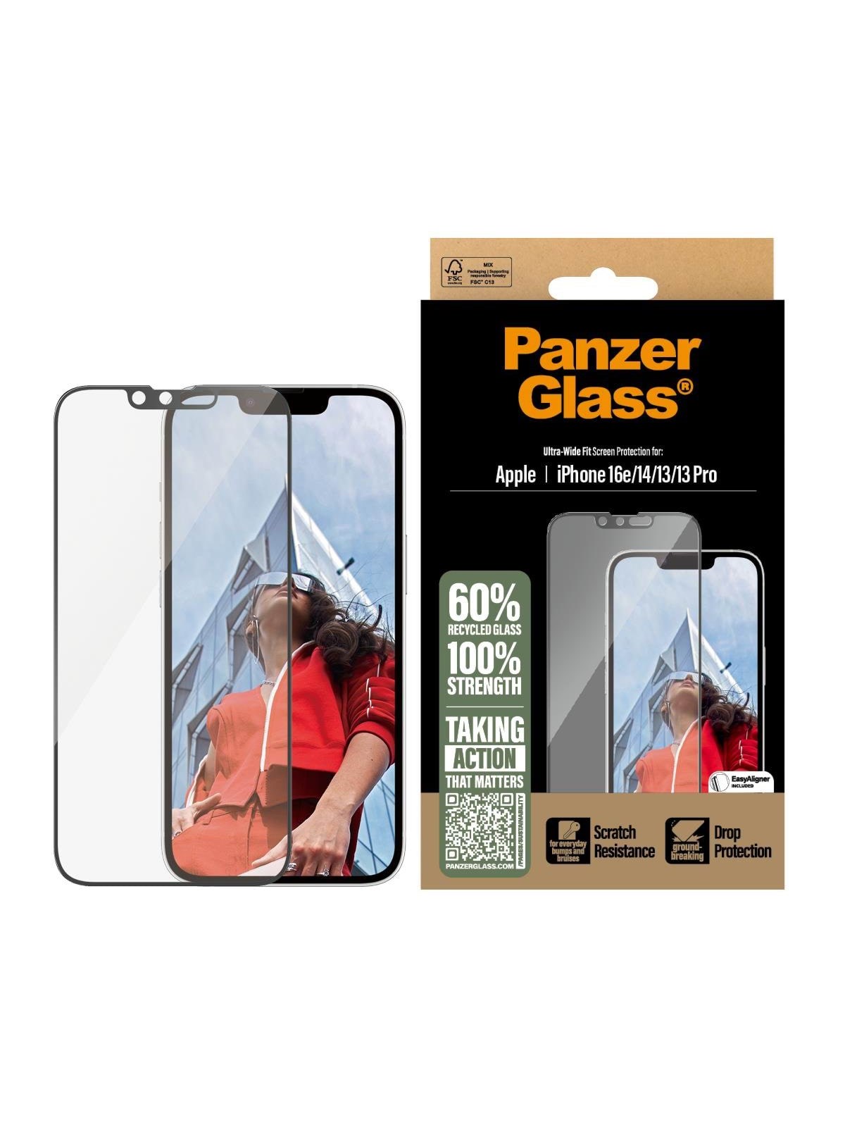 Panzerglass Screen Protector Iphone 17e | 16e | 14 | 13 | 13 Pro | Ultra-wide Fit w. Easyaligner - Handys Schutzfolie - Pgrnuwfg29845