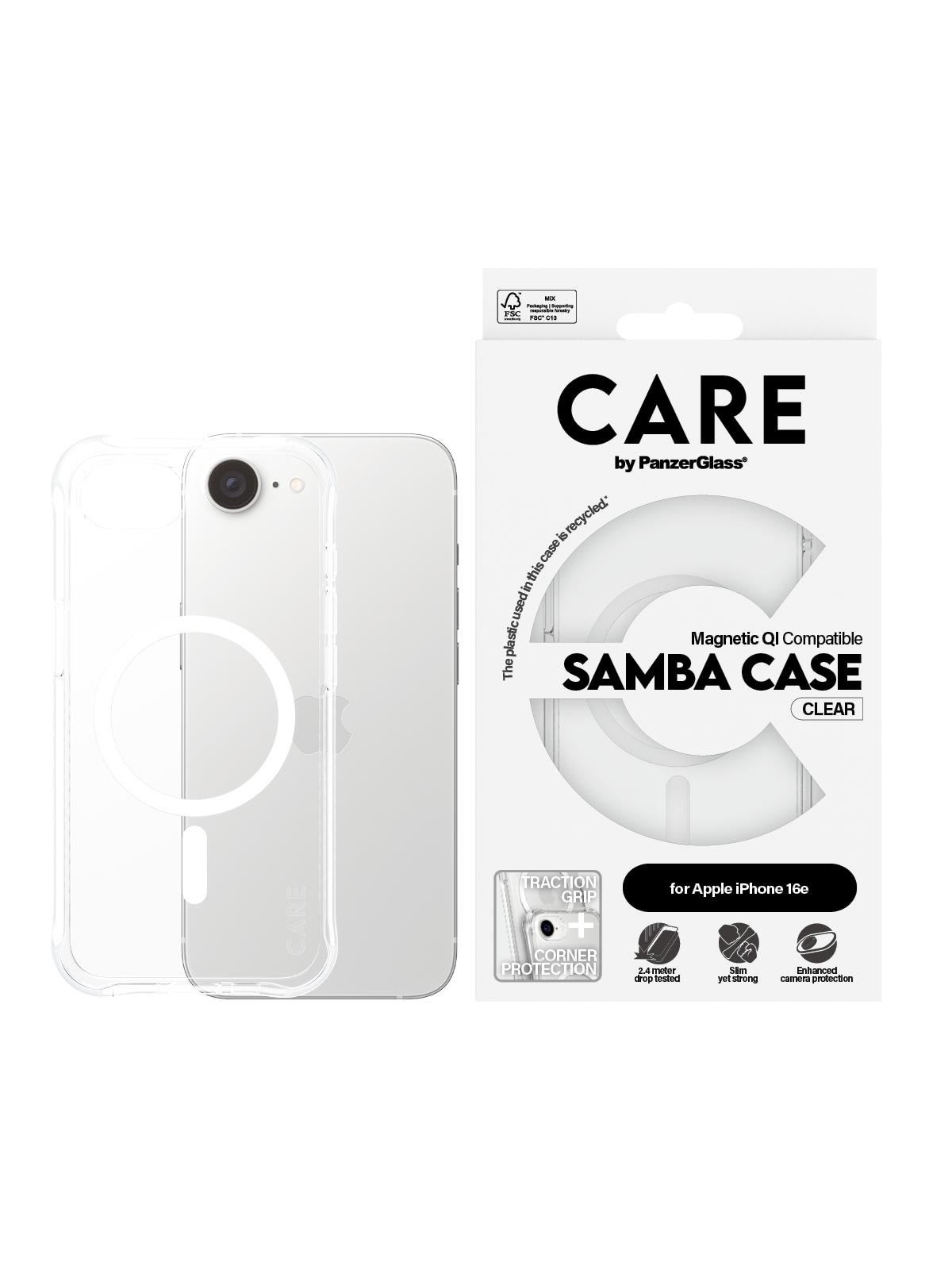 Care by Panzerglass Samba Case Transparent w. White Qi Compatible Iphone 17e | 16e - Handys Cover Cases - Crrflcmg29845