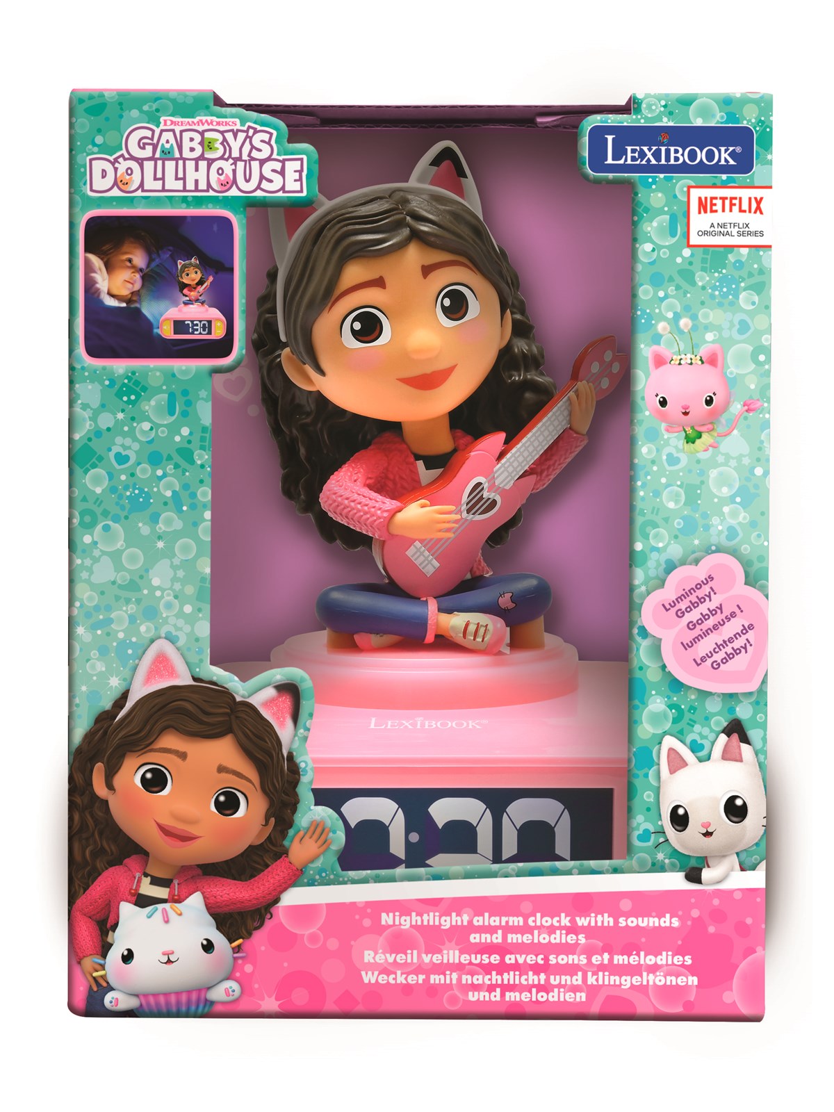Gabby's Dollhouse Night Light Alarm Clock With Sound - Kinder Lampen - 80114