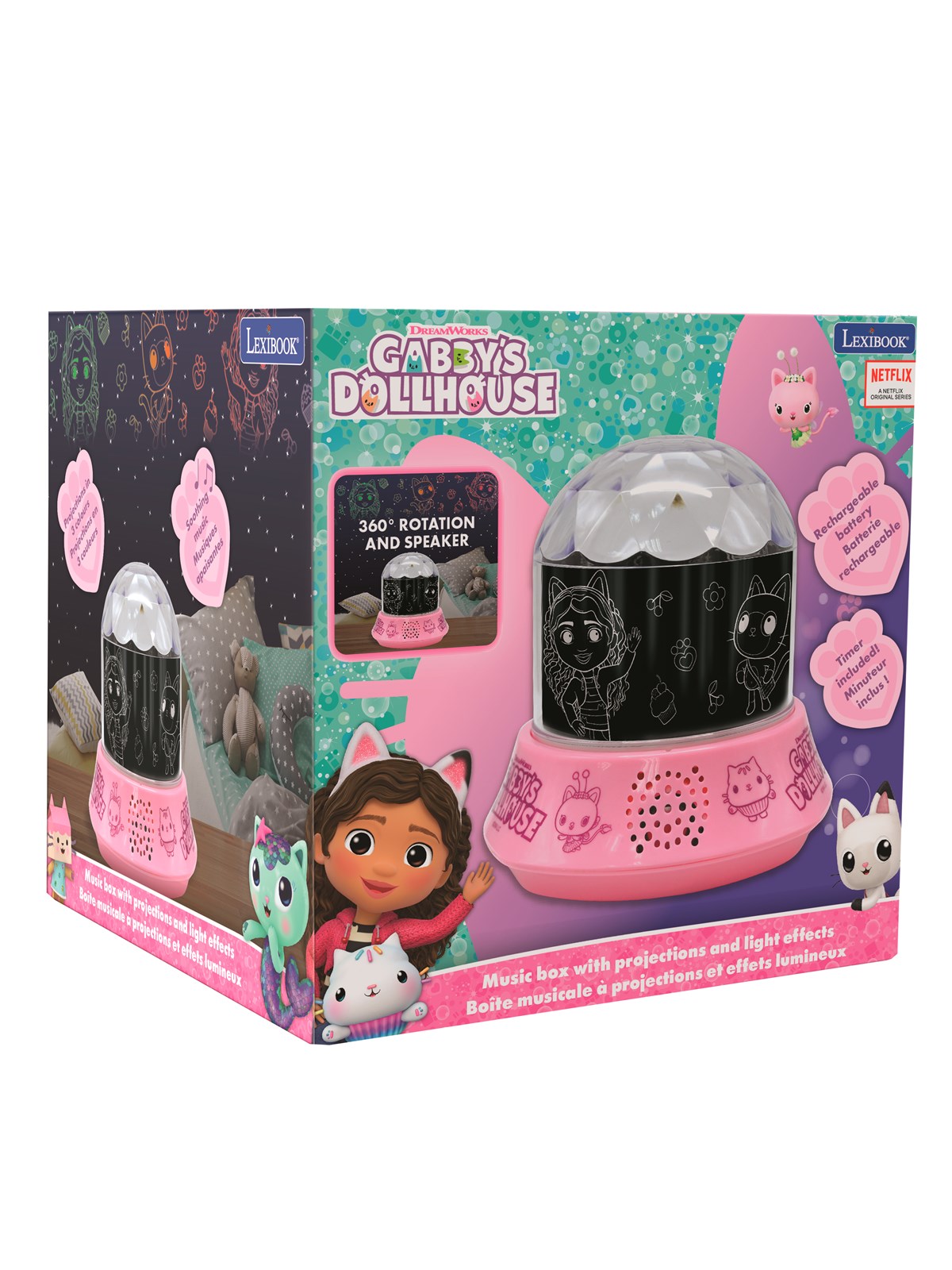 Gabby's Dollhouse Night Light Projector With Speaker - Kinder Lampen - 89003