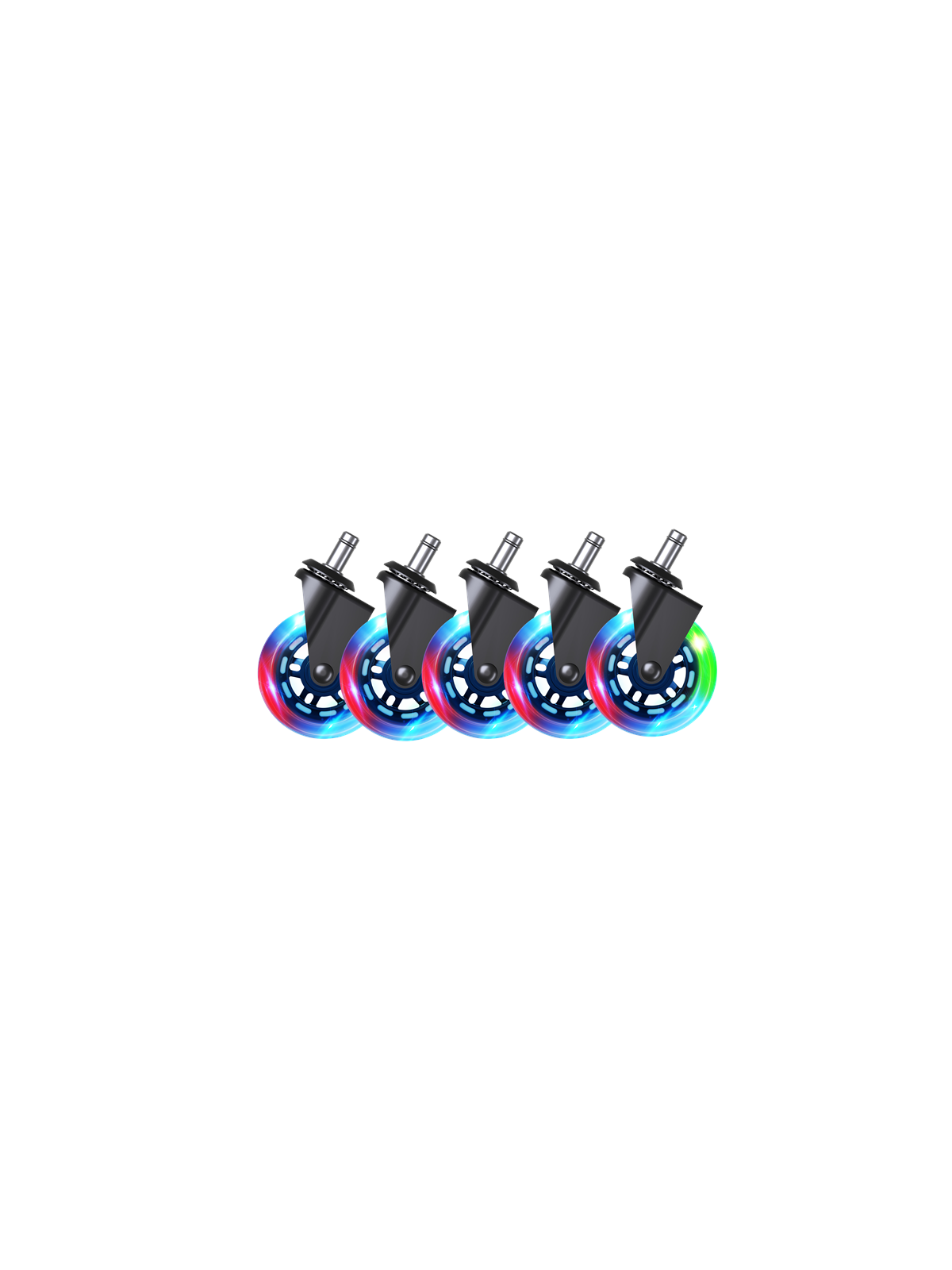 Dutzo Premium 3" Universal Gummilaufrolle Für Alle Stuhltypen - Rgb - Gummi - Gaming Stuehle - Dgca-75mmrbwu-rgb
