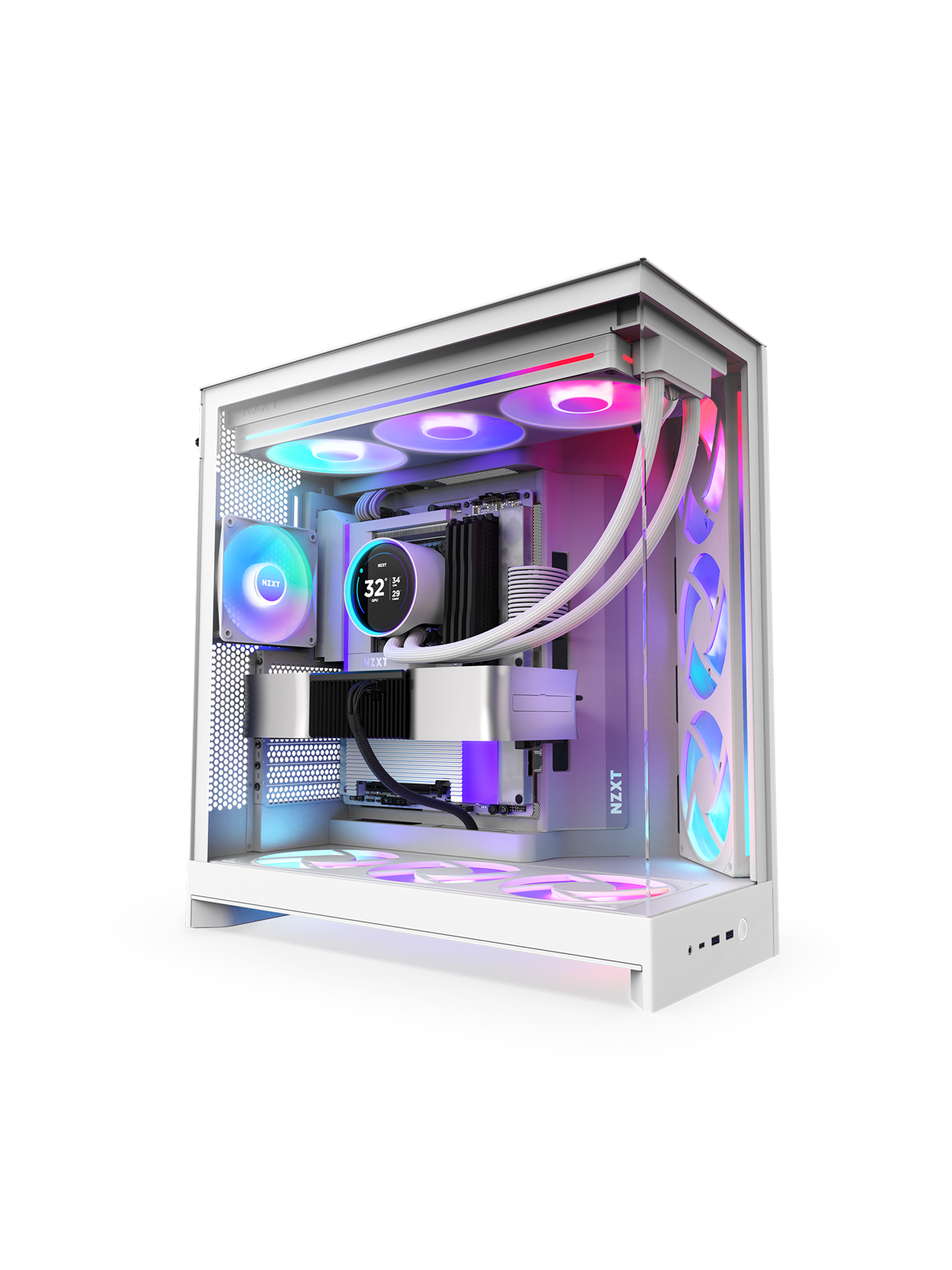 Nzxt H9 Flow Rgb+ (2025) - All White - Controller Incl - Gehäuse - Miditower - Weiß - Gehaeuse - Cm-h92fw-p1