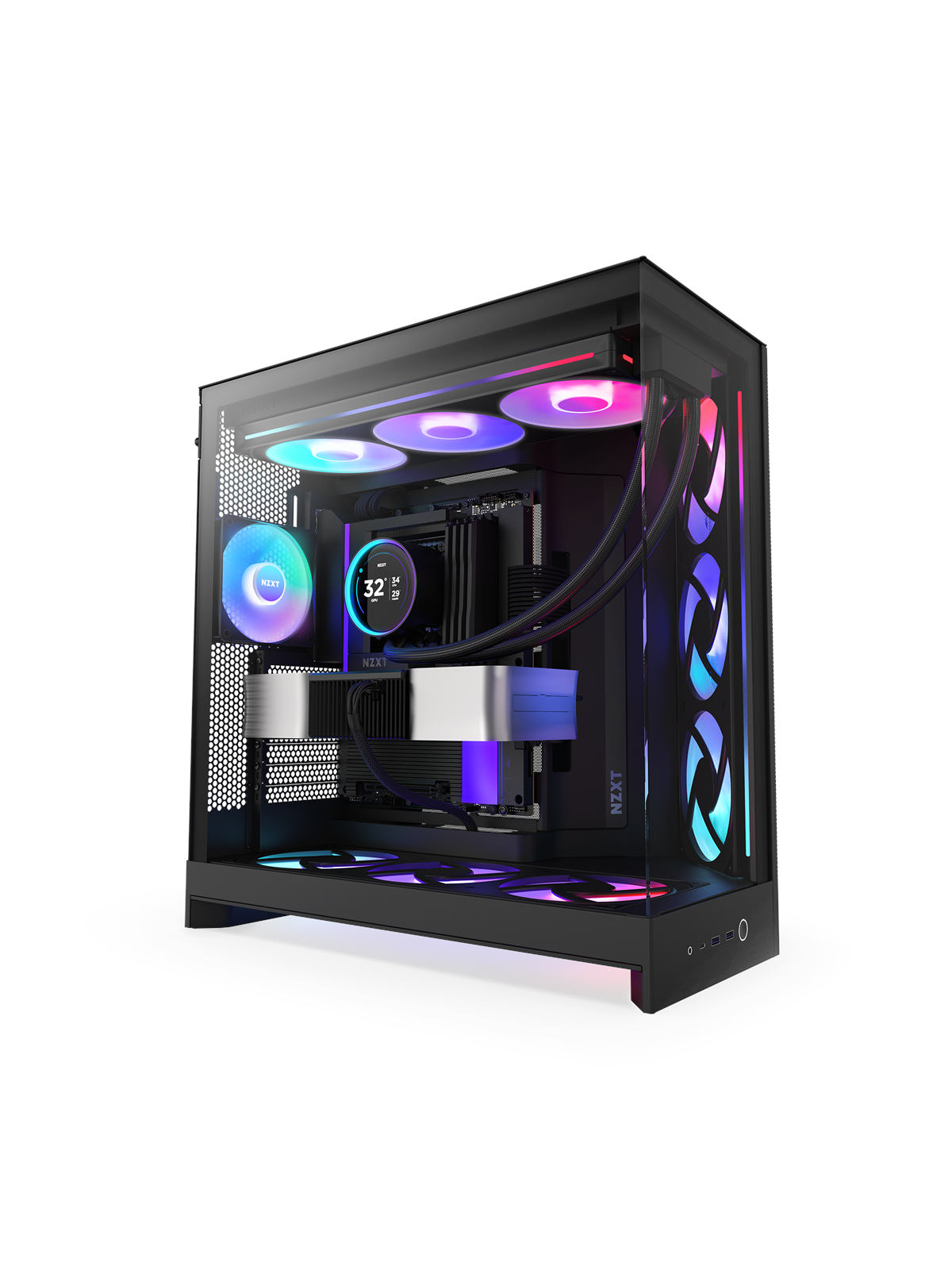 Nzxt H9 Flow Rgb+ (2025) - All Black - Controller Incl - Gehäuse - Miditower - Schwarz - Gehaeuse - Cm-h92fb-p1