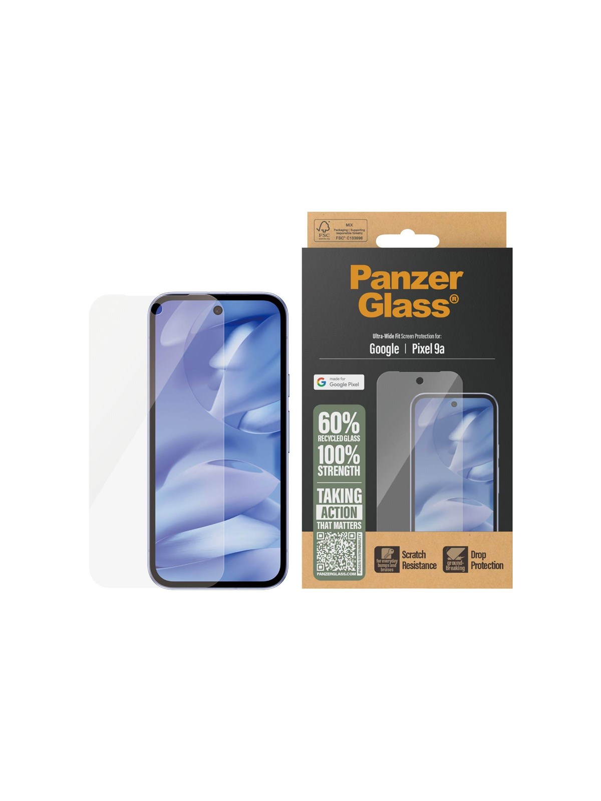 Panzerglass Screen Protector Google Pixel 9a | Ultra-wide Fit - Handys Schutzfolie - Panzer4792