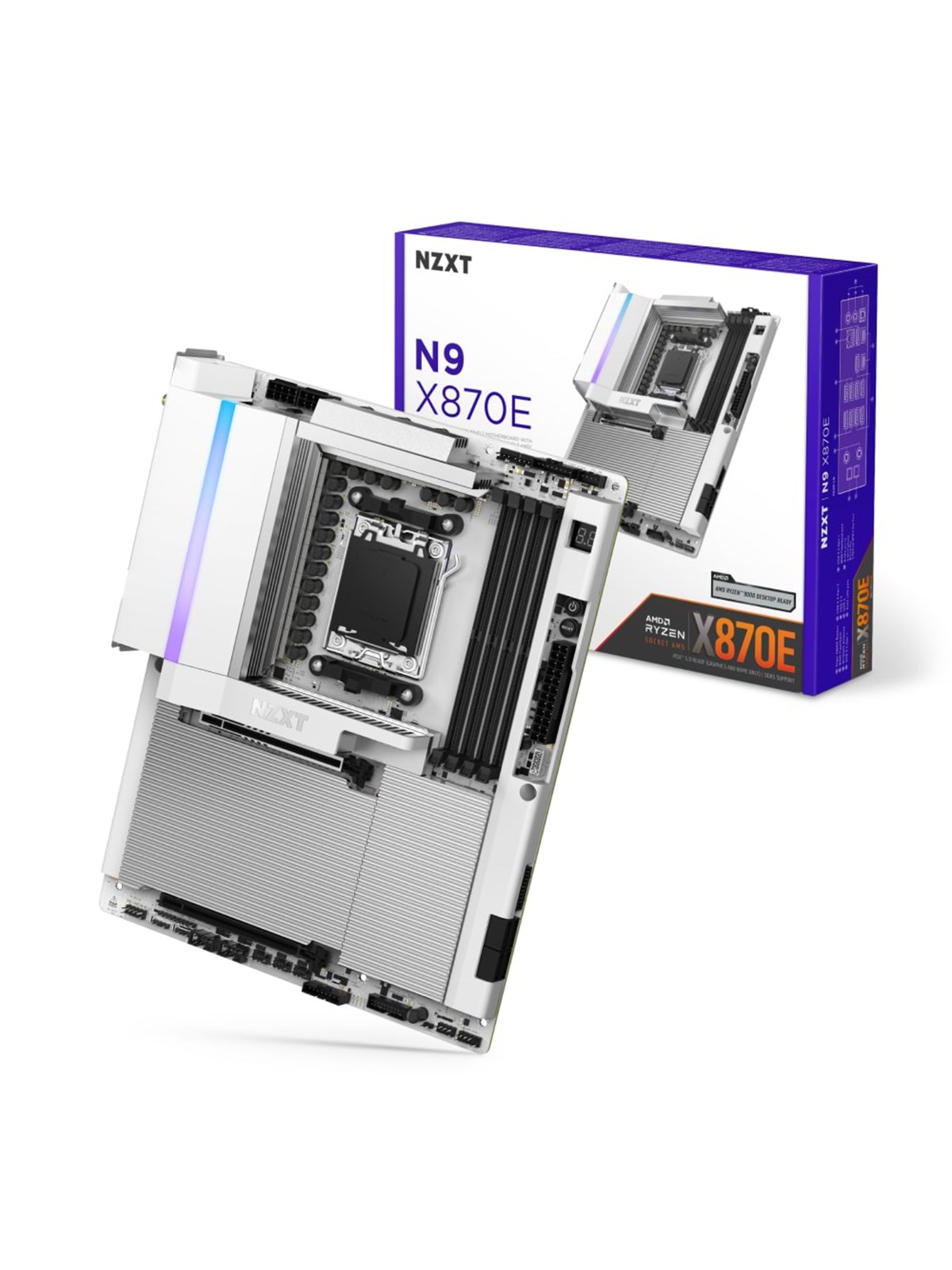 Nzxt N9 X870e White Mainboard - Amd X870e - Amd Am5 Socket - Ddr5 Ram - Atx - N9-x87xt-w1