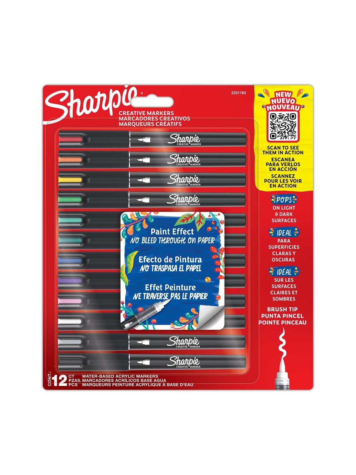 Sharpie Creative Marker Acrylic Paint Pens | Brush-tip Water-based Paint Markers | Assorted Colours | 12 Count - Utensilien Zum Schreiben Und Zeichnen