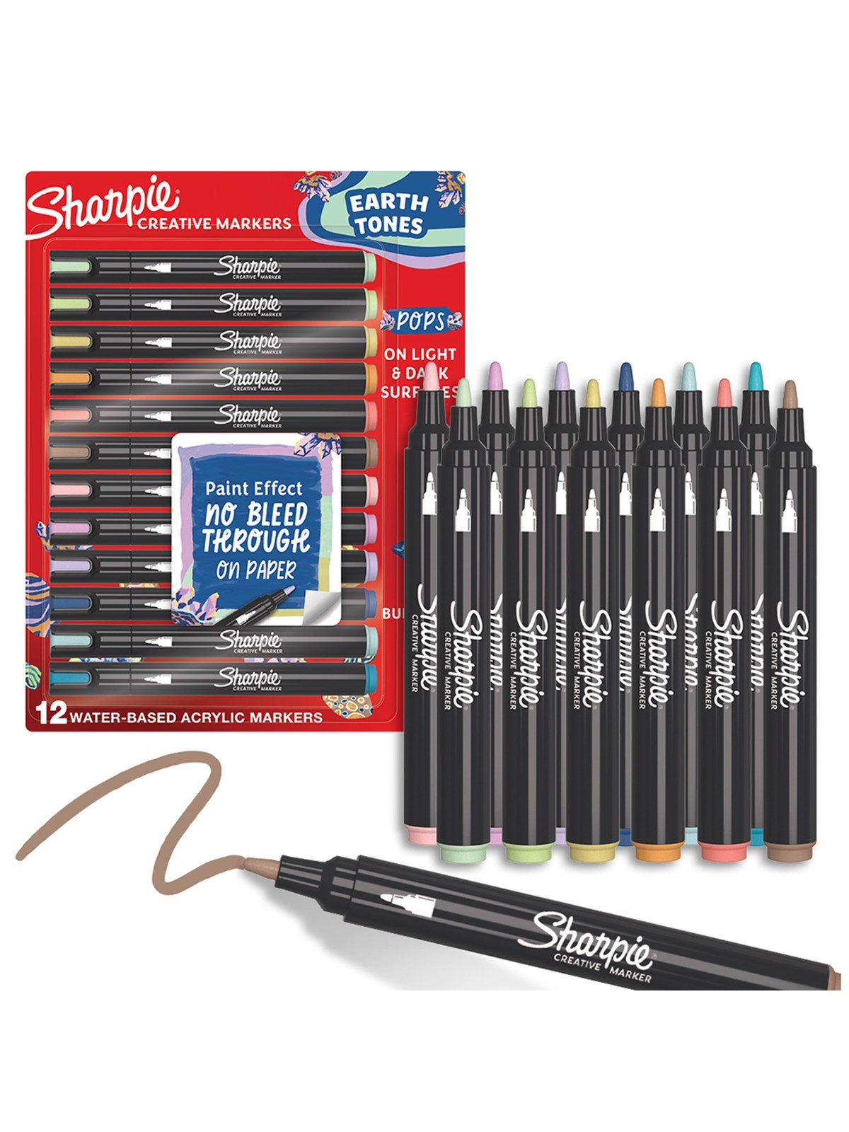 Sharpie Creative Marker Acrylic Paint Pens | Earth Tones | Bullet Tip | Assorted Colours | 12 Count - Utensilien Zum Schreiben Und Zeichnen - 2213421