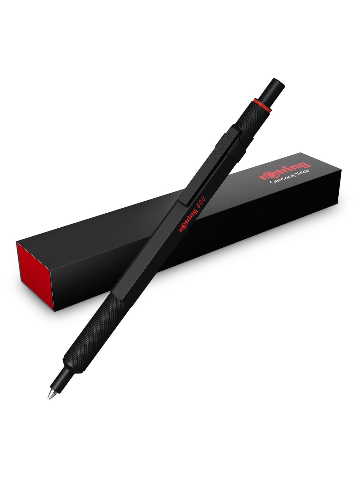 Rotring 600 Gel Pen | 0.55 mm | Black Ink | Black Metal Body Pen | Non-slip Knurled Grip & Hexagonal Barrel | Refillable - Utensilien Zum Schreiben 