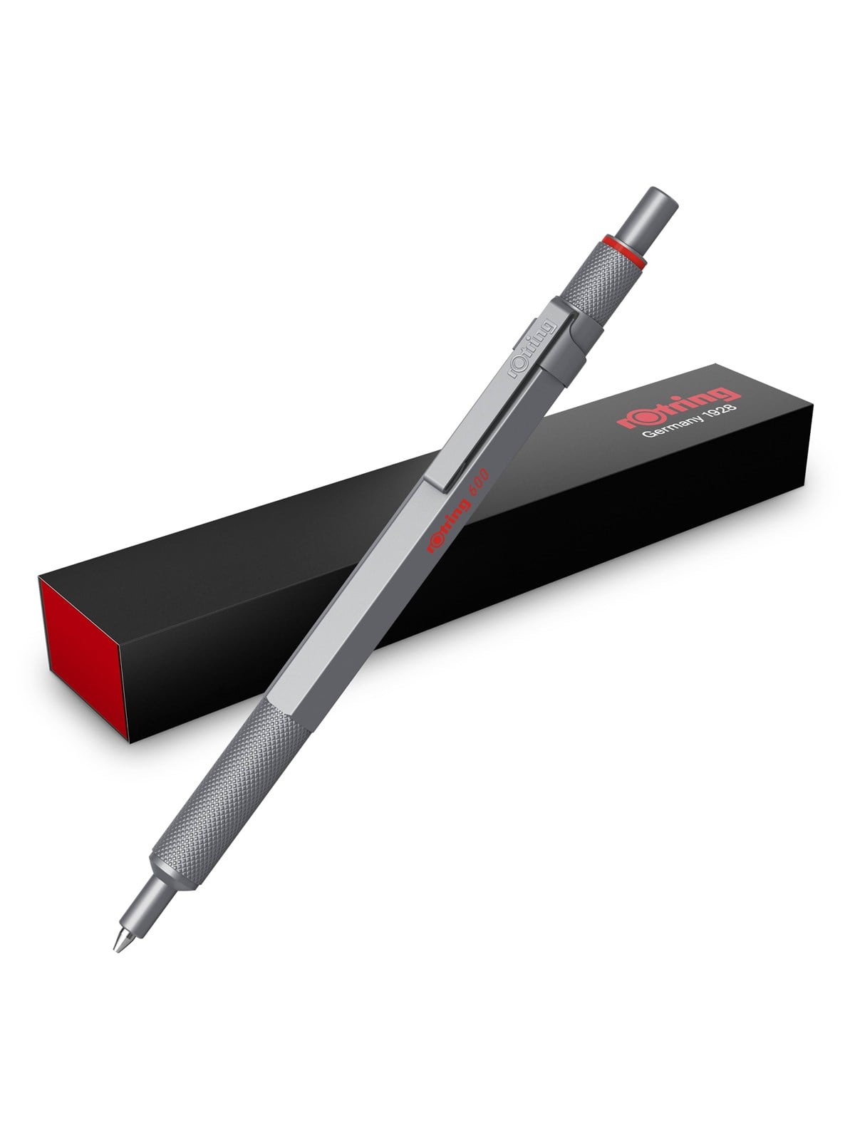 Rotring 600 Gel Pen | 0.55 mm | Black Ink | Silver Metal Body Pen | Non-slip Knurled Grip & Hexagonal Barrel | Refillable - Utensilien Zum Schreiben 