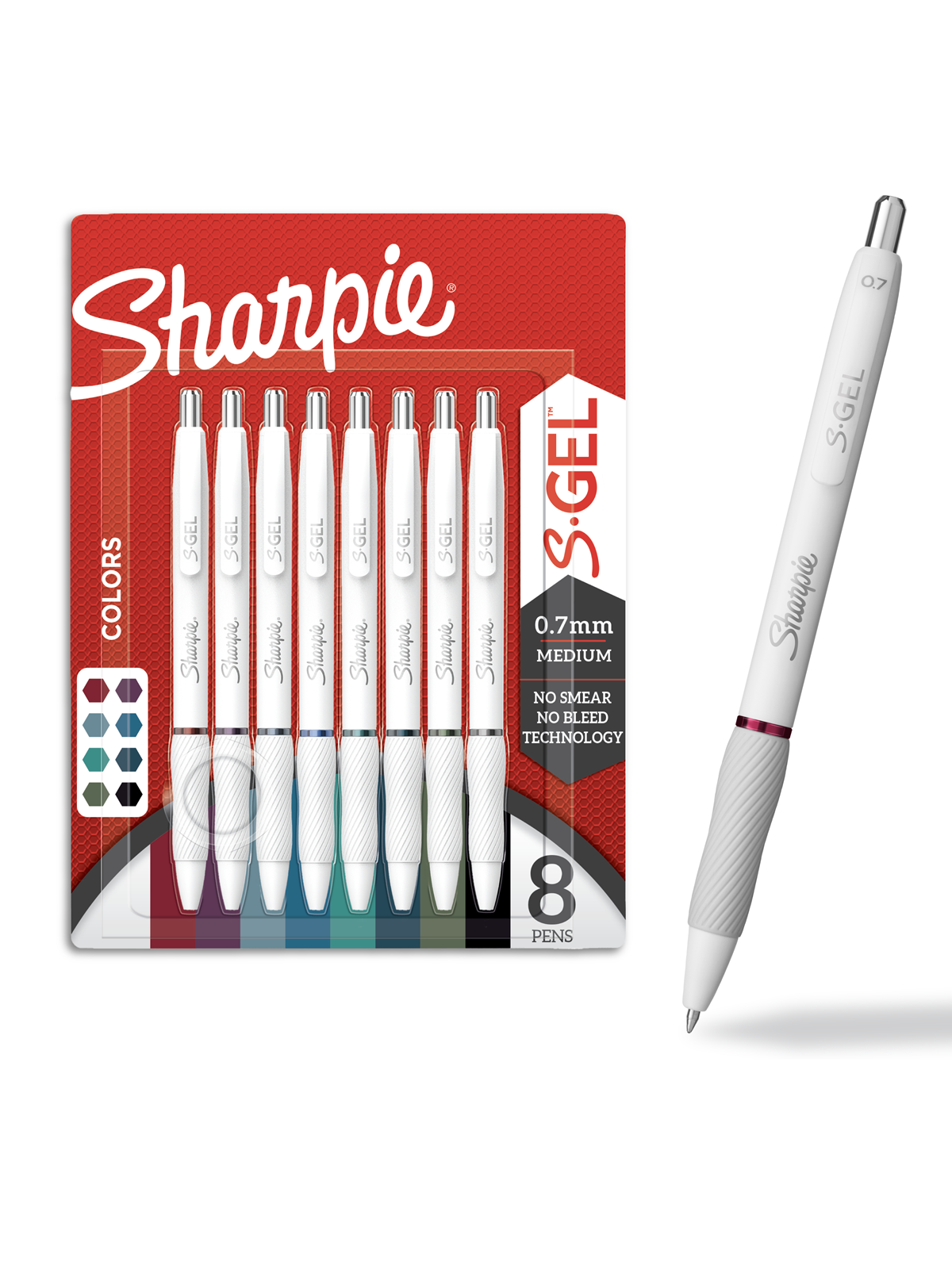 Sharpie S-gel | Gel Pens For Writing | Medium Point (0.7mm) | Assorted Ink Colours | White Pearl Barrels | 8 Count - Utensilien Zum Schreiben Und 