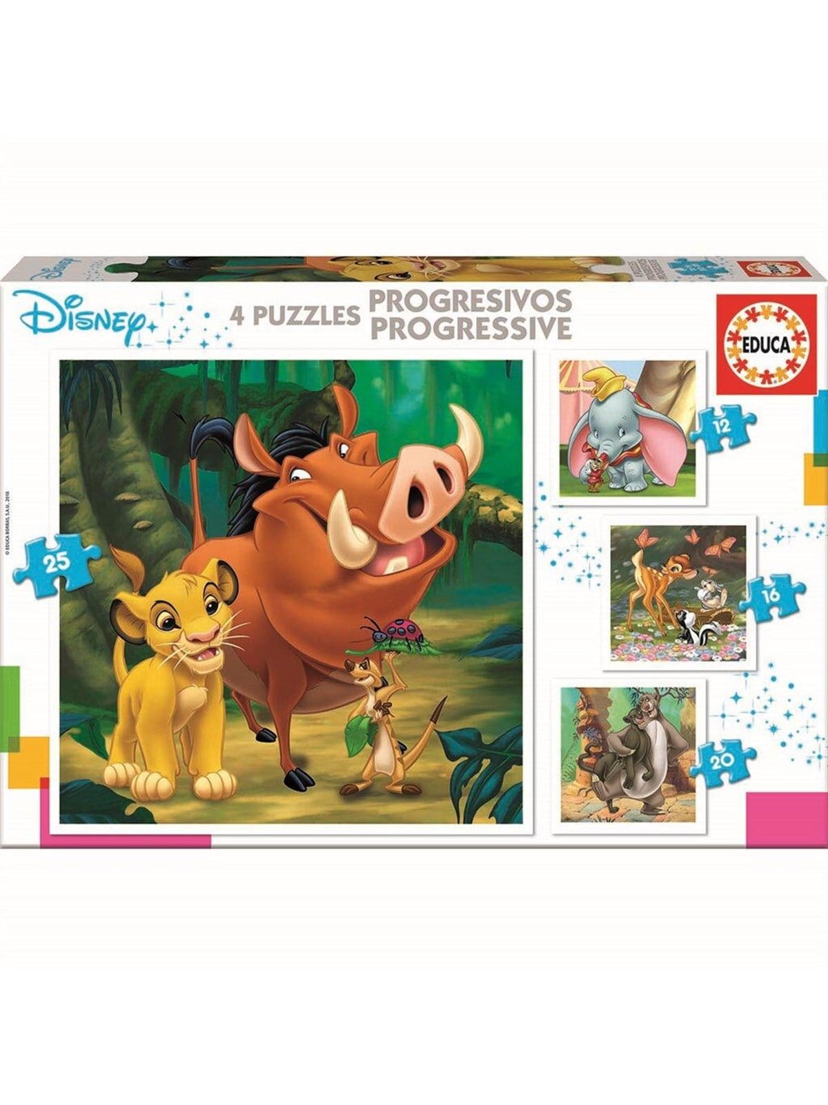 Educa 12-16-20-25 Disney Animals - Puzzle - 80-18104