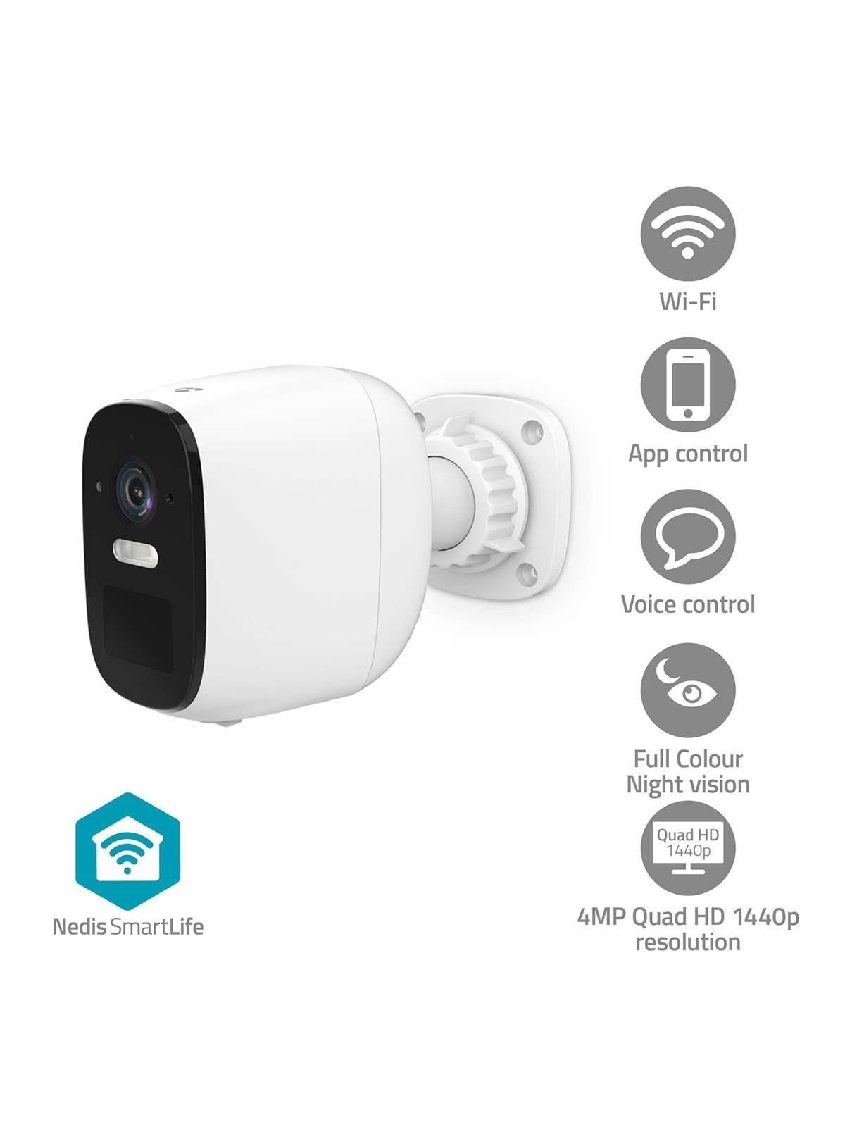 Nedis Smartlife Outdoor Camera Wi-fi 4mp Quad HD 1440p / 2560x1440 Ip66 With Motion Sensor Night Vision White - Smart Home - Wificbo32wt