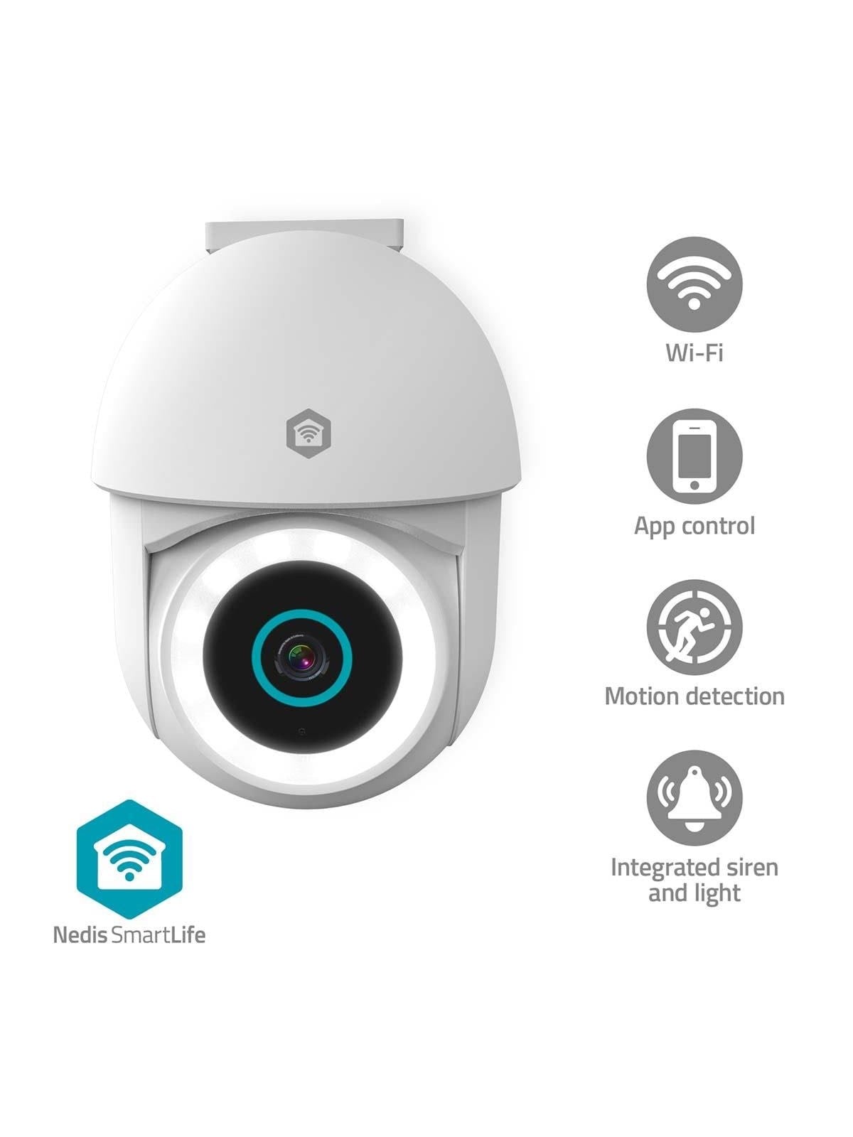 Nedis Smartlife Outdoor Camera Wi-fi 3mp Full HD 1296p Ip65 With Motion Sensor Night Vision White - Netzwerkkamera - Wifico22cwt