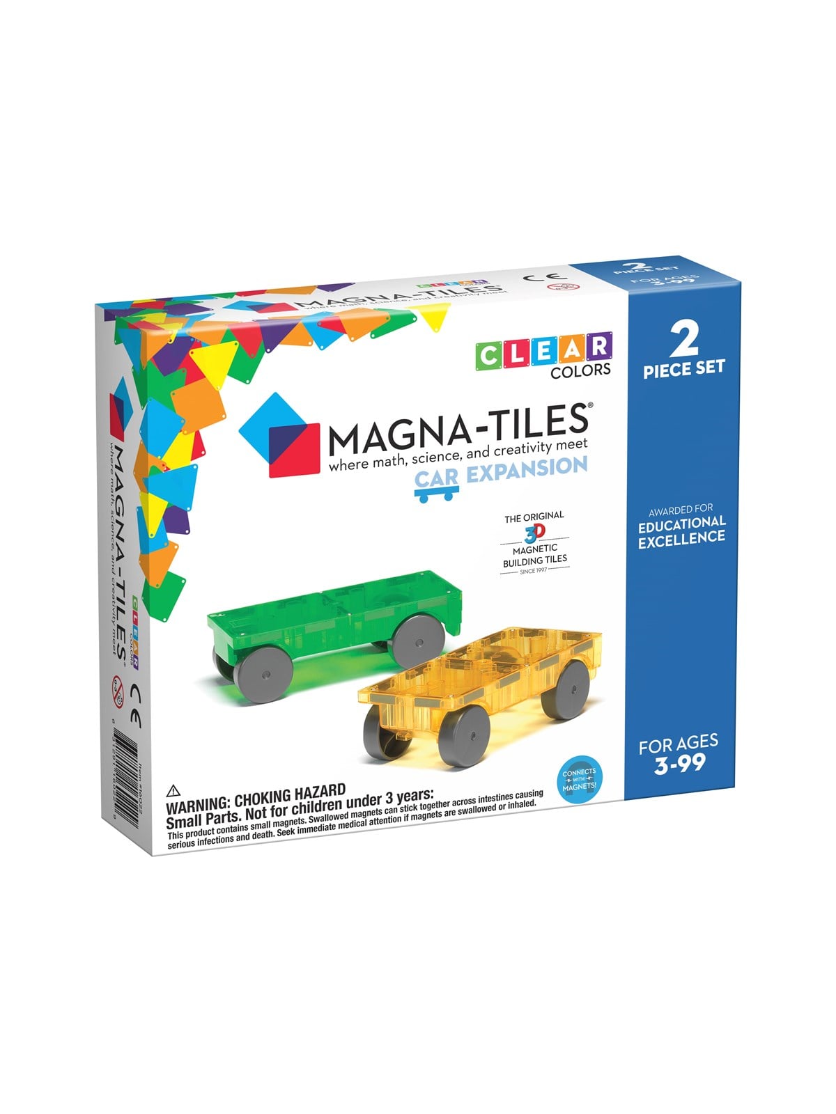 Magna-tiles Cars - Green & Yellow 2-piece Magnetic Building Set - Bausets - 90216