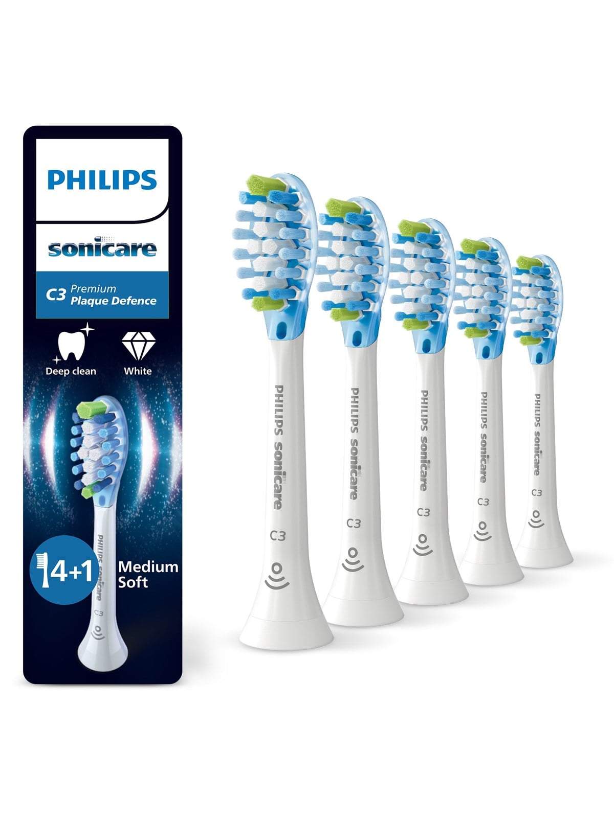 Philips Bürstenköpfe Sonicare Premium Plaque Defence - White - 4+1 Pcs - Elektrische Zahnbuersten - Hx9045/87