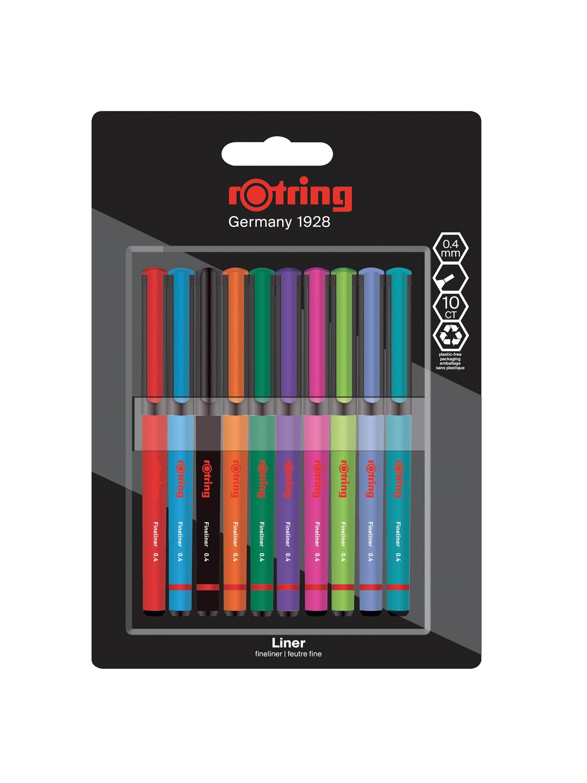 Rotring Rotring Liner Fineliner Pens | 0.4 mm | Colouring Pens For Writing & Drawing | Assorted Colours | 10 Count - Utensilien Zum Schreiben Und 