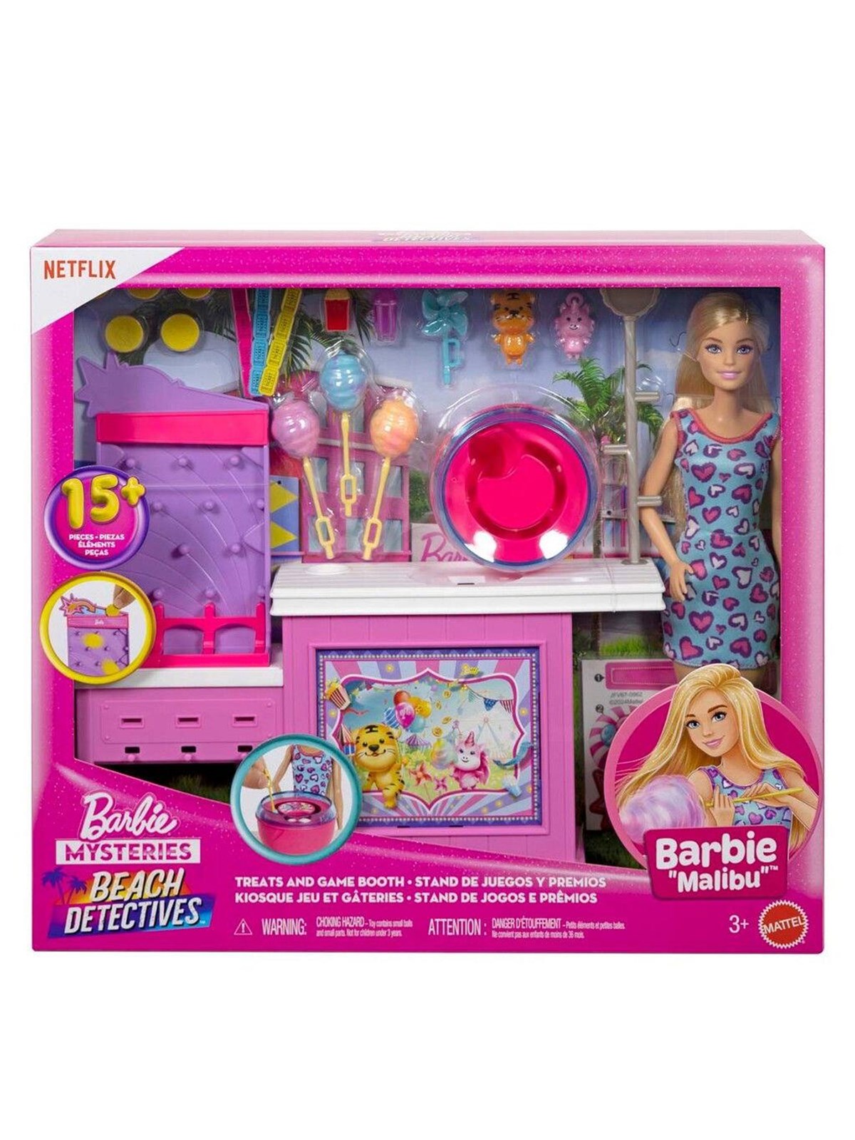 Barbie Mysteries: Beach Detectives Treats And Game Booth With "Malibu" Doll - Dolls Accessories - Jfv67