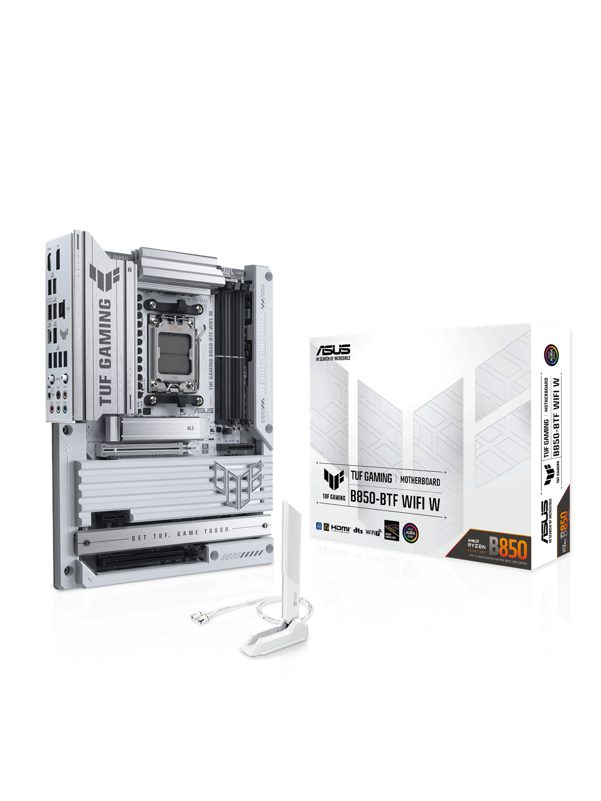 Asus Tuf Gaming B850-btf Wifi White Mainboard - Amd B850 - Amd Am5 Socket - Ddr5 Ram - Atx (Btf Standard) - 90mb1kw0-m0eay0
