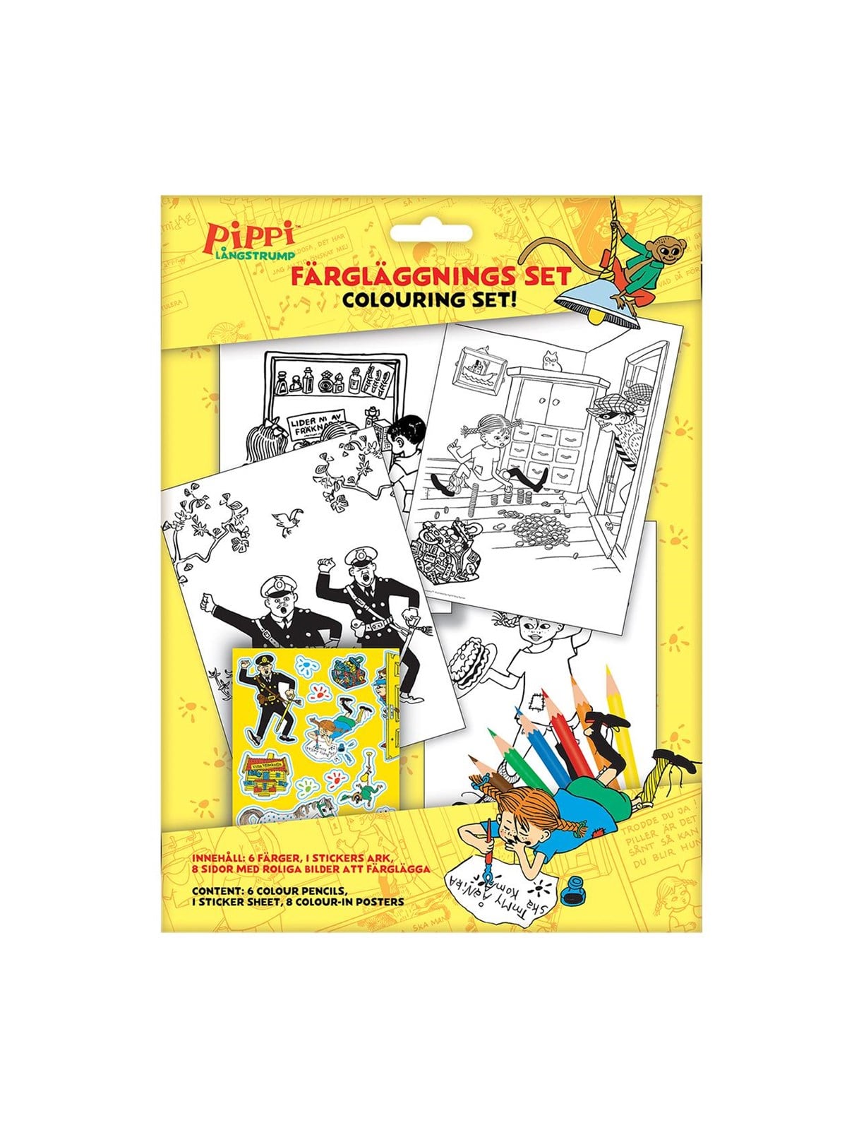 Euromic Pippi Coloring Set W/6 Col. Pencils Stickers - Utensilien Zum Schreiben Und Zeichnen - 163706853