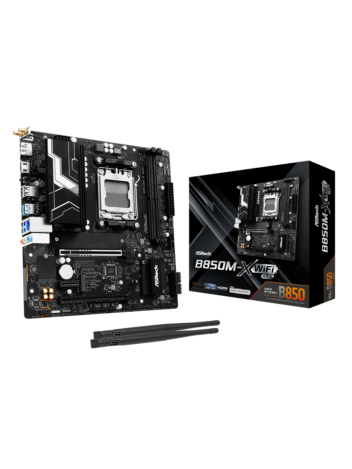 Asrock B850m-x Wifi R2.0 Mainboard - Amd B850 - Amd Am5 Socket - Ddr5 Ram - Micro-atx - 90-mxbsh0-a0uayz