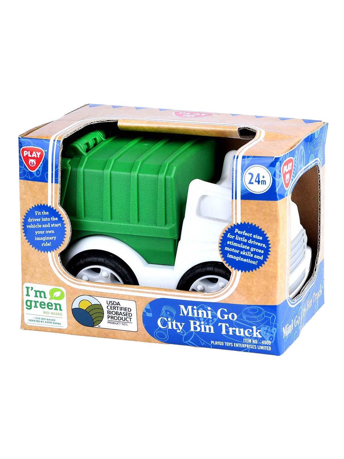 Play Bio Based Garbage Truck White Green - Baby Spielzeug - 4909
