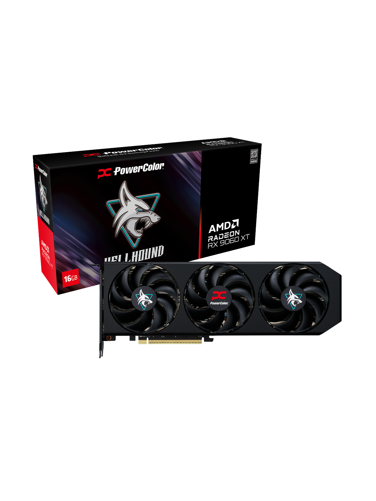 Powercolor Radeon RX 9060 XT Hellhound OC - 16gb Gddr6 Ram - Grafikkarte - Rx9060 XT 16g-l/oc