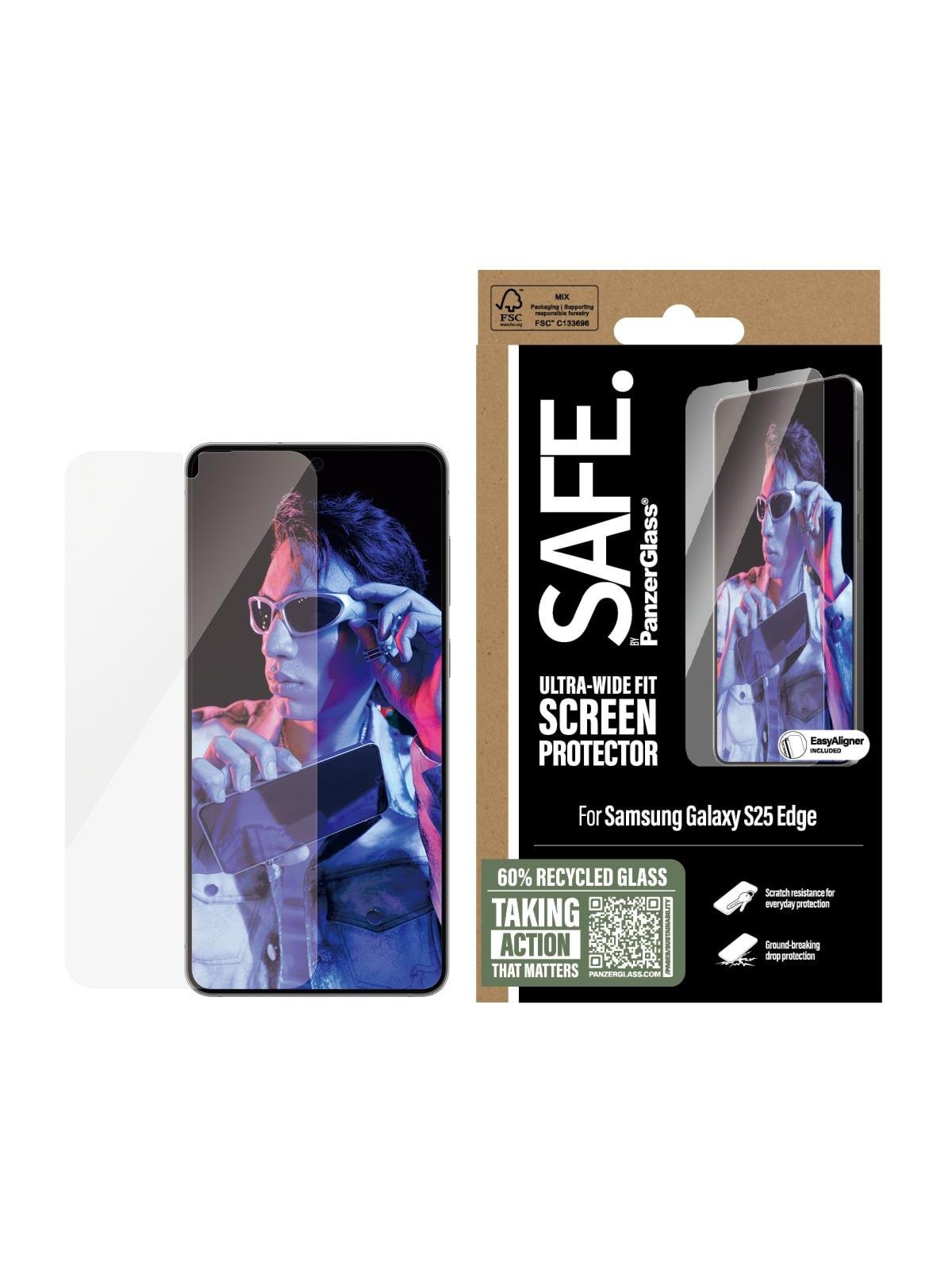 Safe by Panzerglass Screen Protector Samsung S25 Edge | Ultra-wide Fit - Handys Schutzfolie - Sa57953