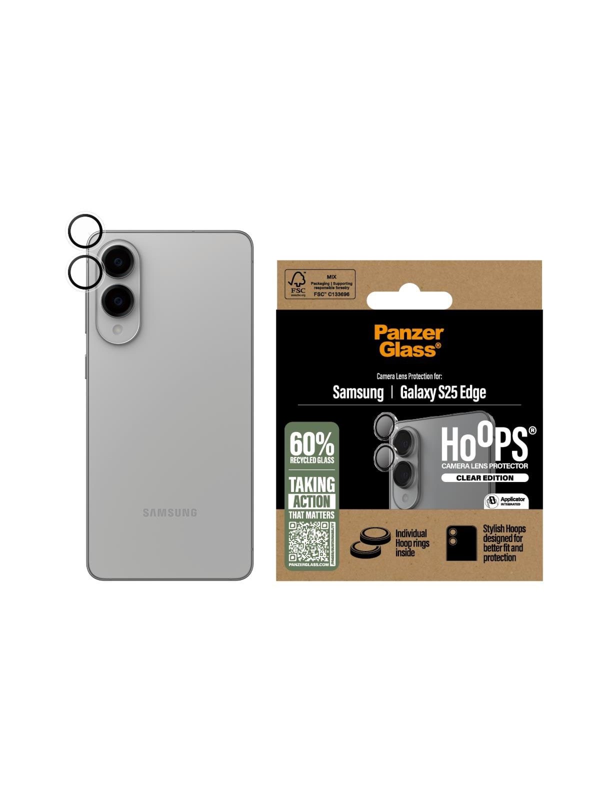 Panzerglass Hoops Transparent Camera Lens Protector Samsung S25 Edge - Handys Schutzfolie - Pg56318