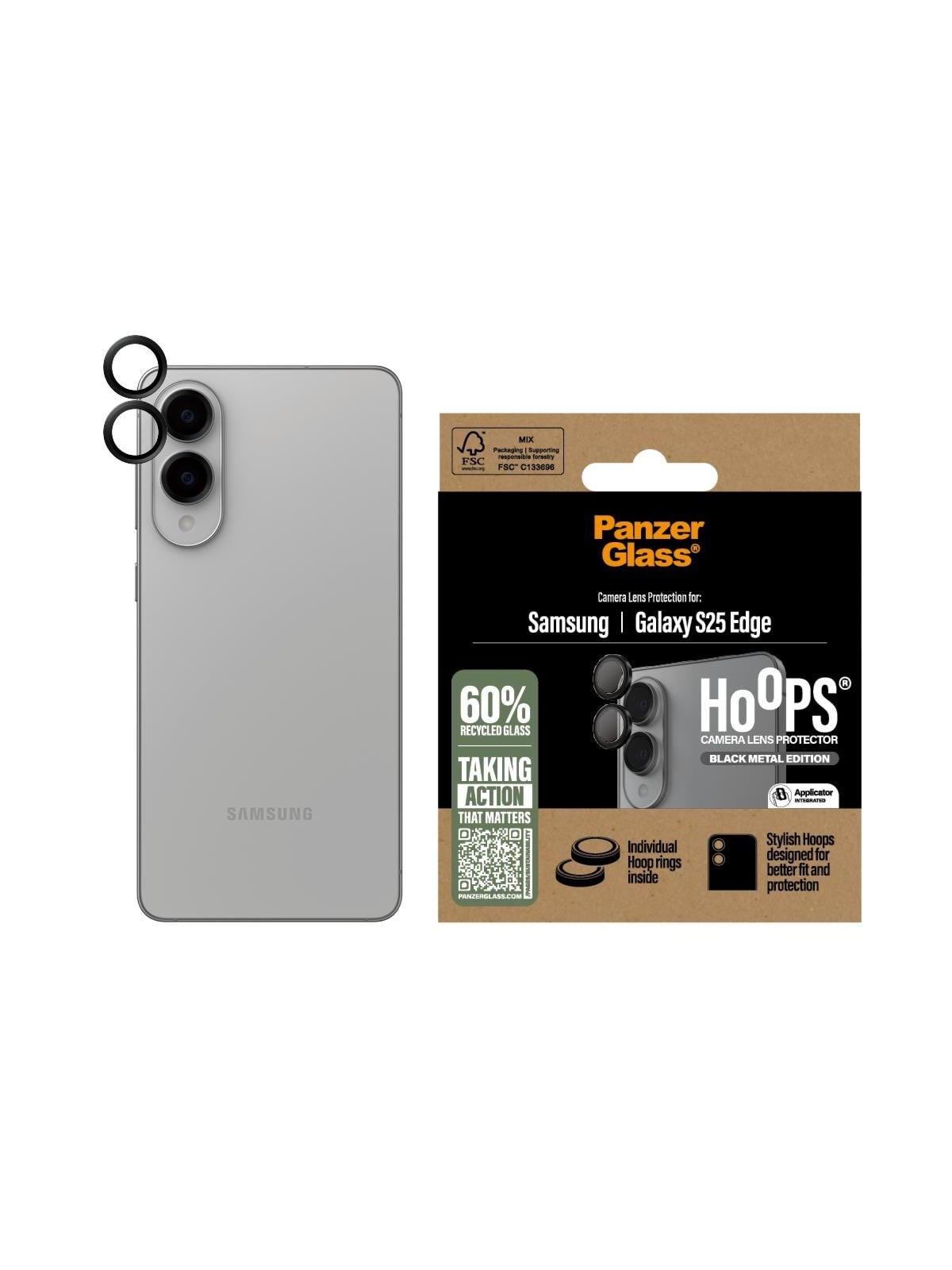 Panzerglass Hoops Black Camera Lens Protector Samsung S25 Edge - Handys Schutzfolie - Pg48080