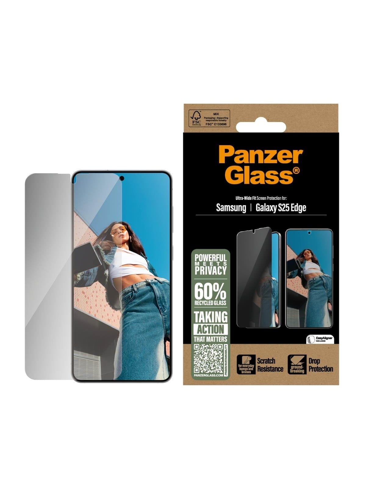 Panzerglass Privacy Screen Protector Samsung S25 Edge | Ultra-wide Fit - Handys Schutzfolie - Pg46491