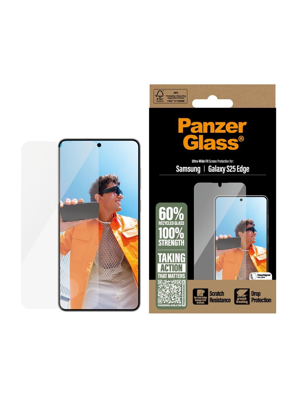 Panzerglass Screen Protector Samsung S25 Edge | Ultra-wide Fit - Handys Schutzfolie - Pg46385