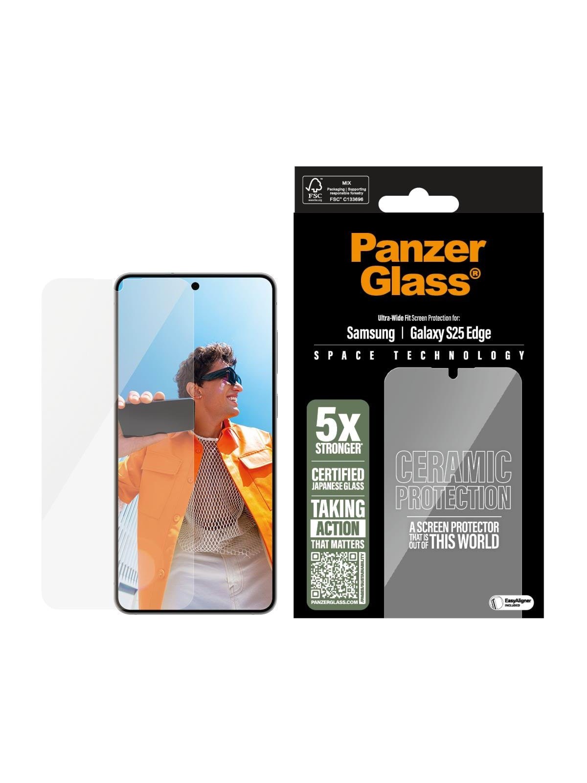 Panzerglass Ceramic Screen Protector Samsung S25 Edge | Ultra-wide Fit - Handys Schutzfolie - Pg20592