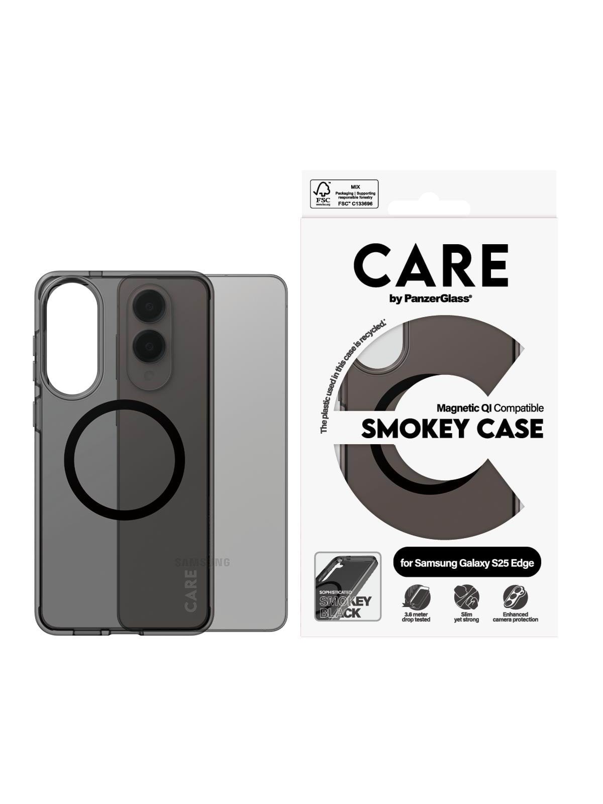 Care by Panzerglass Flagship Case Urban Combat Smokey w. Black Qi Compatible Samsung S25 Edge - Handys Cover Cases - Cr76901