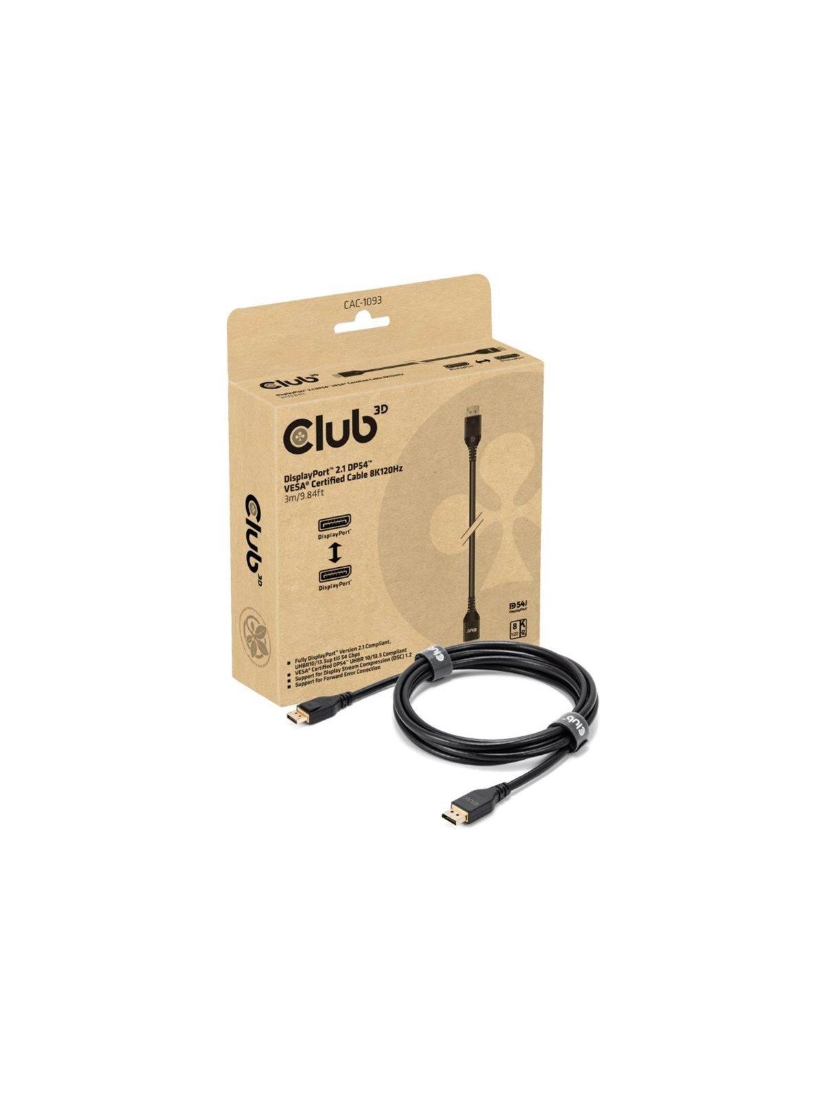 Club 3D - Displayport Cable - Displayport to Displayport - 3 m - Display Kabel - Cac-1093