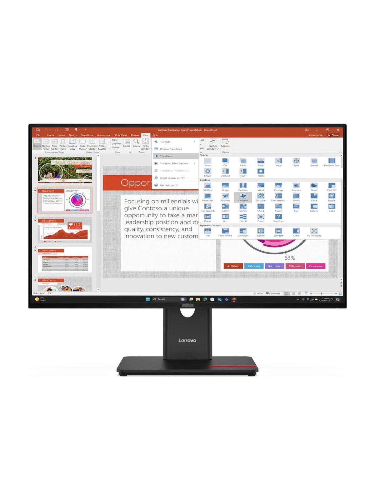 27" Lenovo Thinkvision T27-40 - 1920x1080 (Fhd) - 120hz - Ips - 15w Usb-c - Bildschirm - 64a5mat6eu