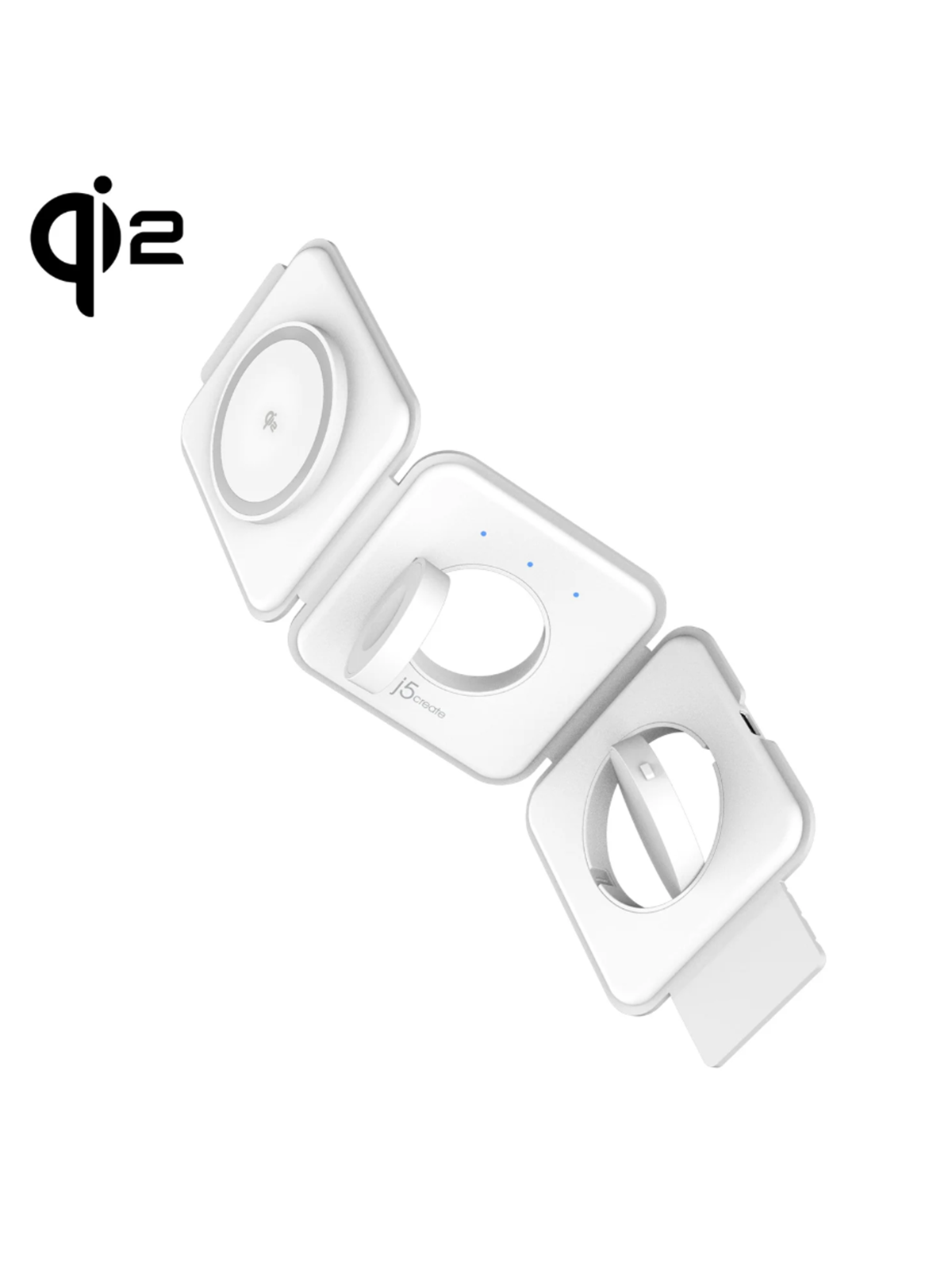 J5create Qi2 3-in-1 Magnetic Travel Wireless Charging Station - Handys Adapter Und Ladegeraete - Jupw3215w-n