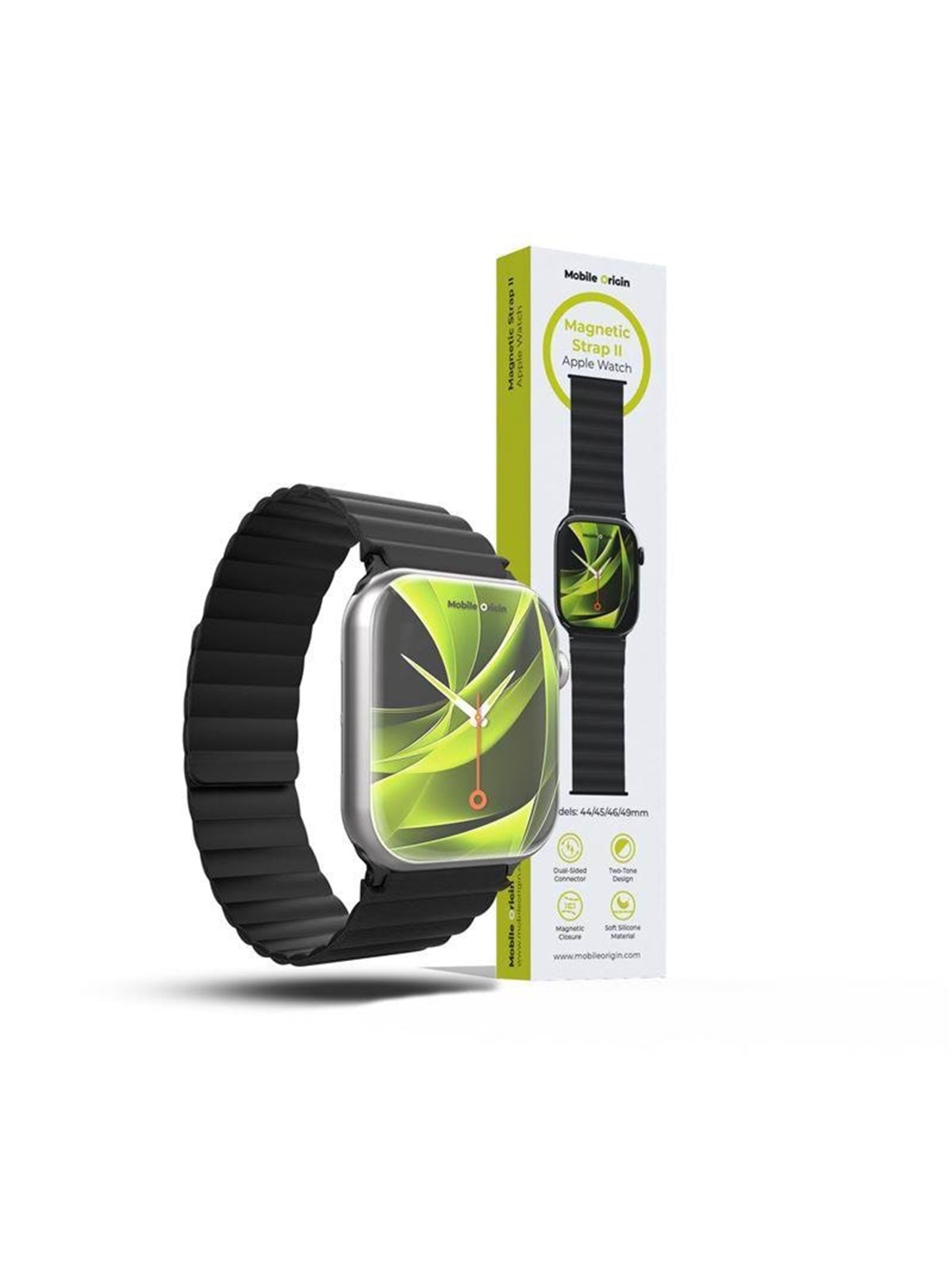 Mobile Origin Magnetic Watch Strap II - Black/black - Apple Watch 49mm/46mm/45mm/44mm - Smartwatch Accessories - Awms-02-blk-blk