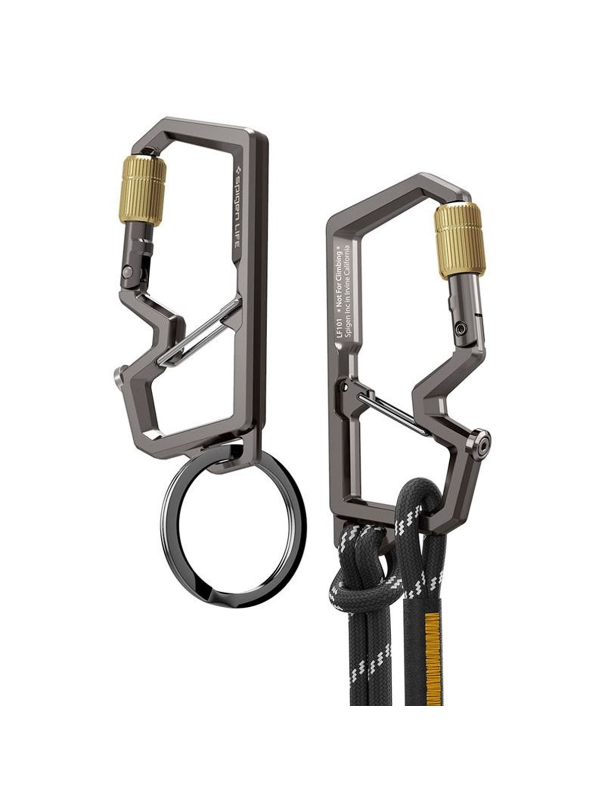 Spigen Carabiner With Key Ring 2nd Gen 1 Pack - Gunmetal - Handys Anderes Zubehoer - Ahp08894