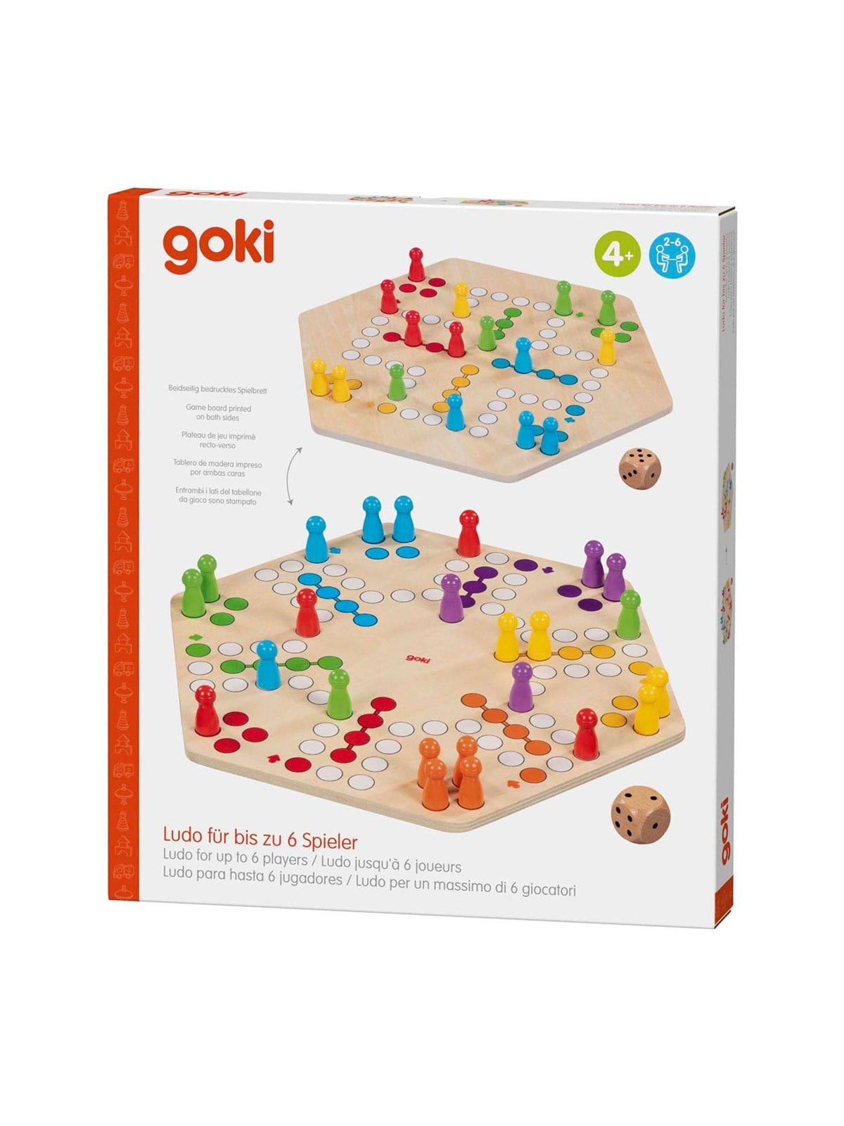 Goki Wooden Ludo Game 6 Players