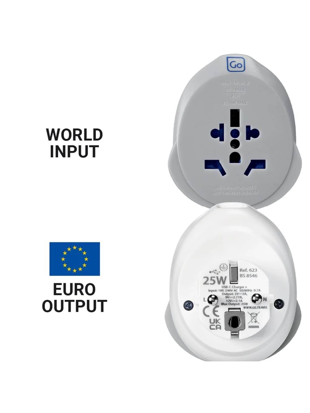 Go Travel Welt - EU Usb-c Adapter + (25w) - Handys Adapter Und Ladegeraete - 5016326102354