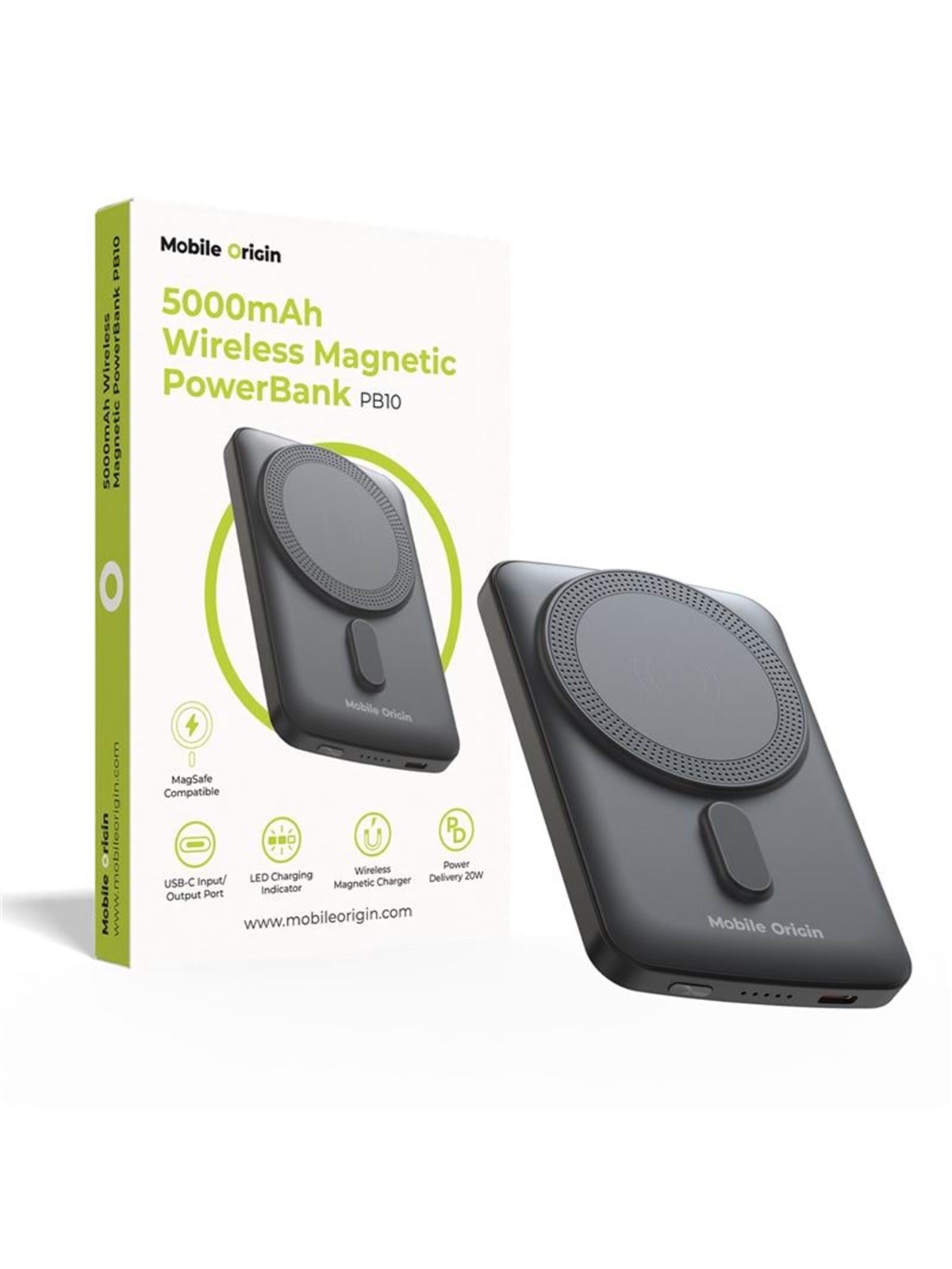 Mobile Origin Wireless Magnetic Powerbank 5000mah Pb10 Powerbank (Akku) - Schwarz - 5000 Mah - Powerbank Akku - Mo-wmp-pb10