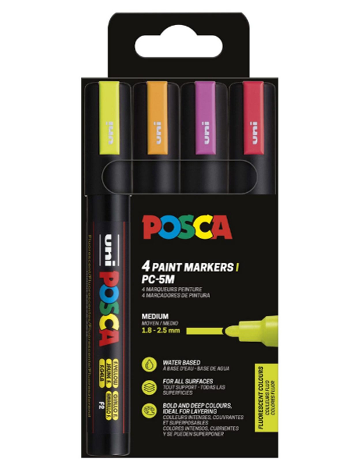 Posca Marker Sæt Pc-5m 4 Ass. Farver Neon - Utensilien Zum Schreiben Und Zeichnen - 401664