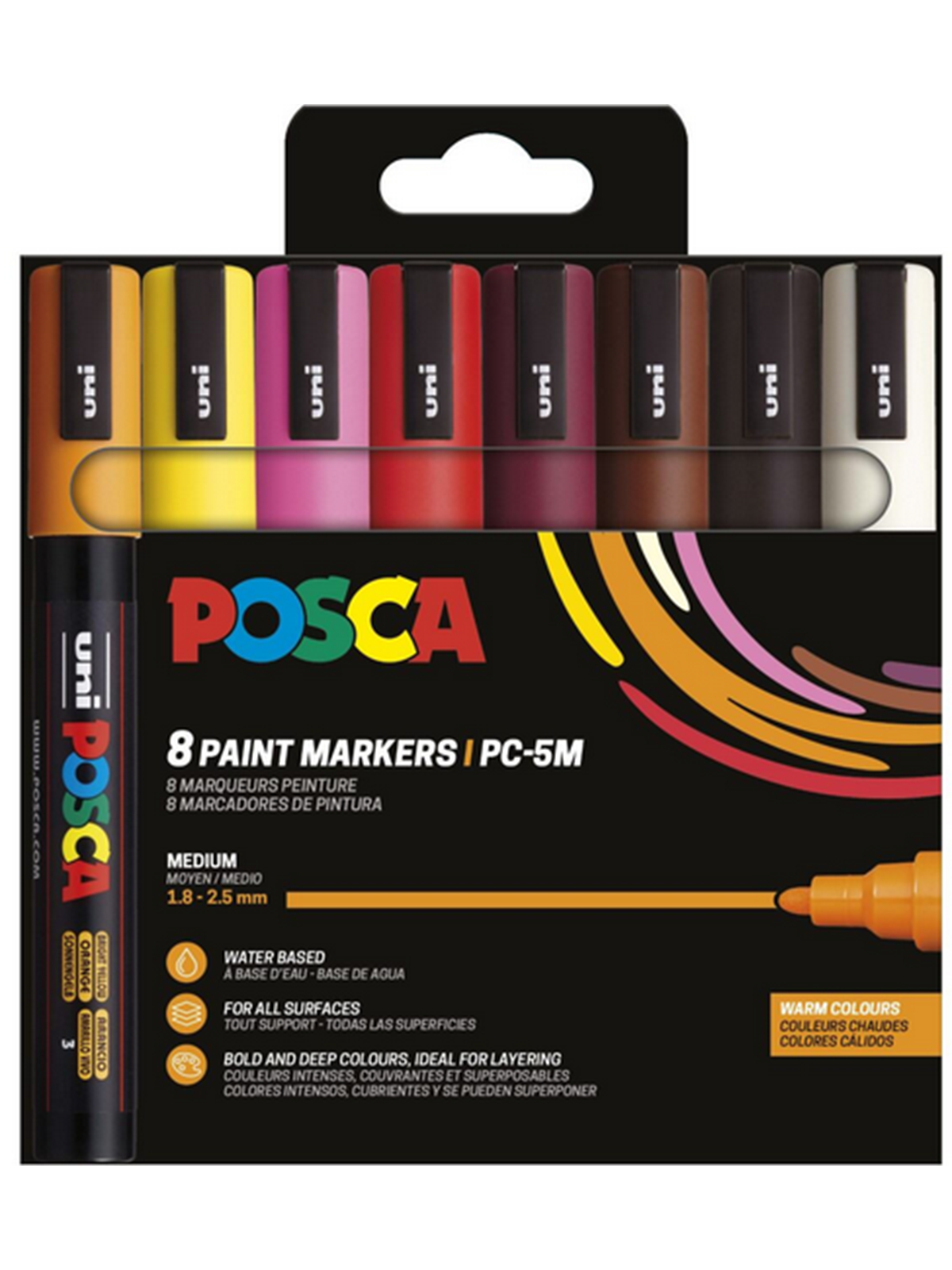 Posca Marker Sæt Pc-5m 8 Ass. Warm Colors - Utensilien Zum Schreiben Und Zeichnen - 401670