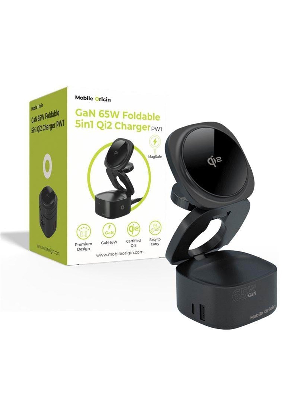 Mobile Origin 65w Gan 5in1 Foldable Qi2 Charger Pw1 - Handys Adapter Und Ladegeraete - Mo-51-fdch-pw1