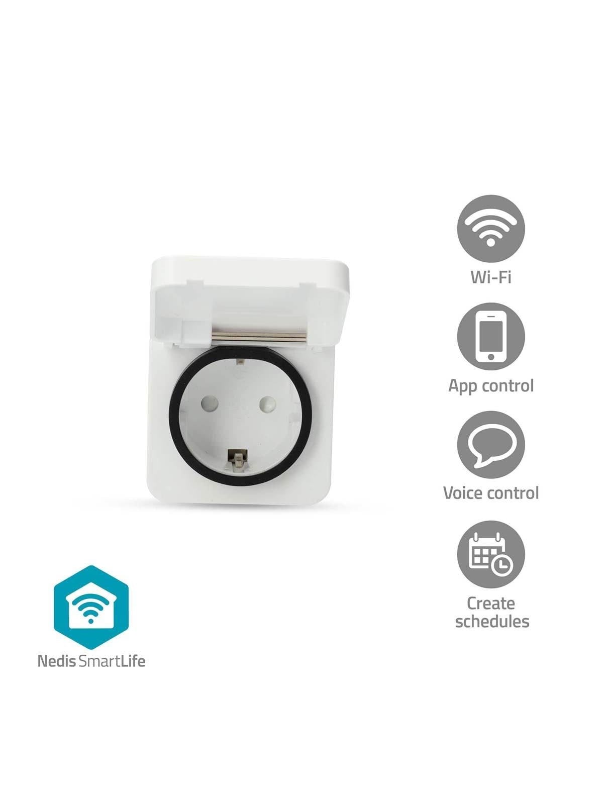 Nedis Smartlife Smart Plug Wi-fi Ip44 3680 W EU Plug -25 - 55 °C Android / Ios Gray / White 1 pc. - Smart Home - Wifipo130fwt